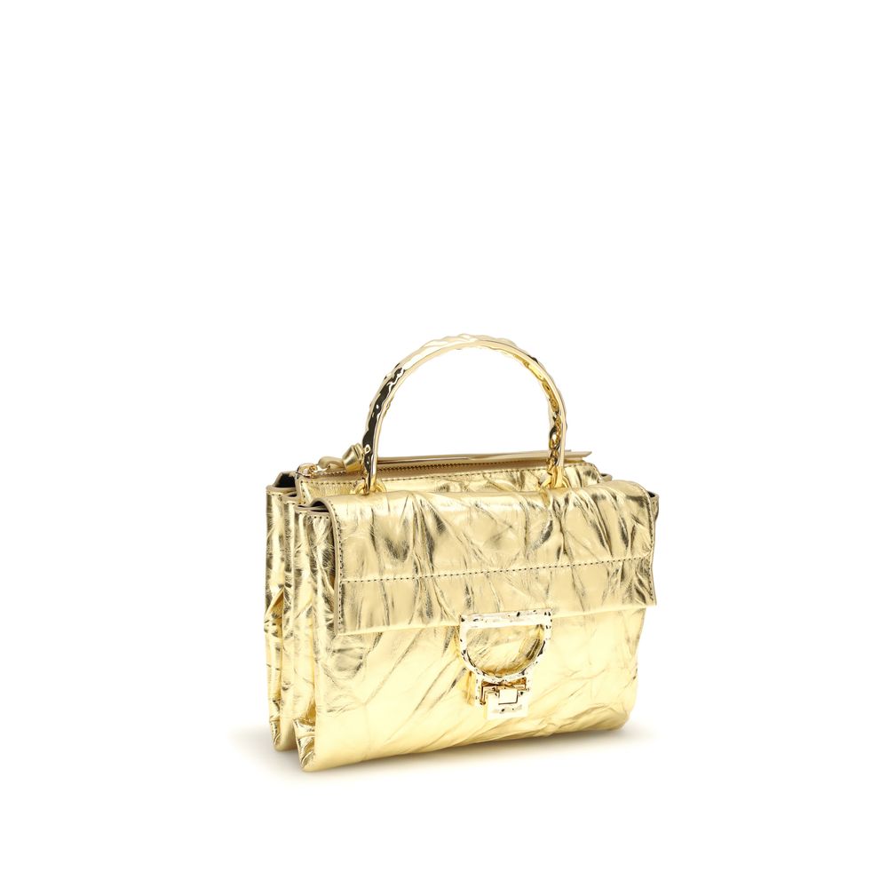 Coccinelle Gold Calf Leather Bos Taurus Handbag