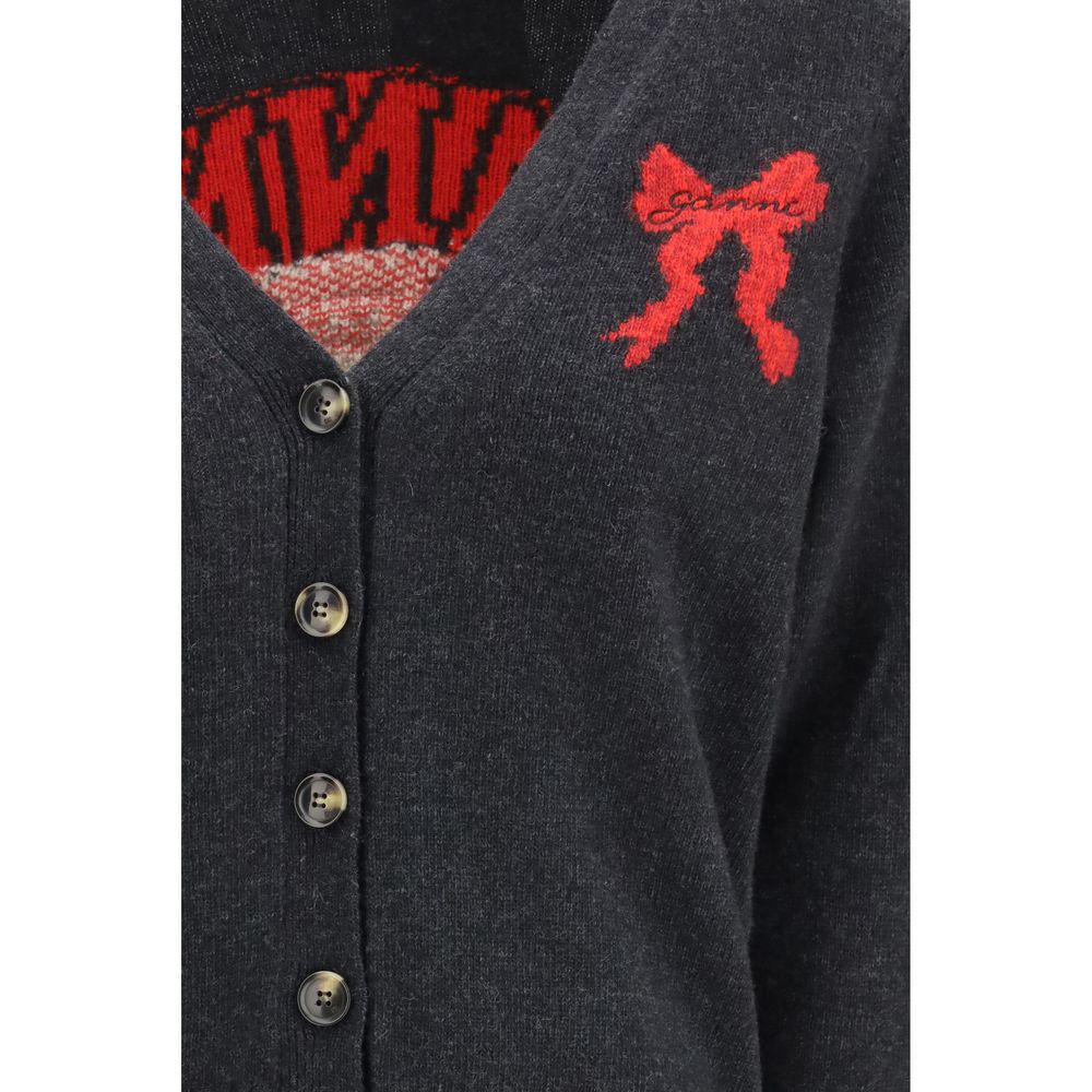Ganni Gray Wool Cardigan