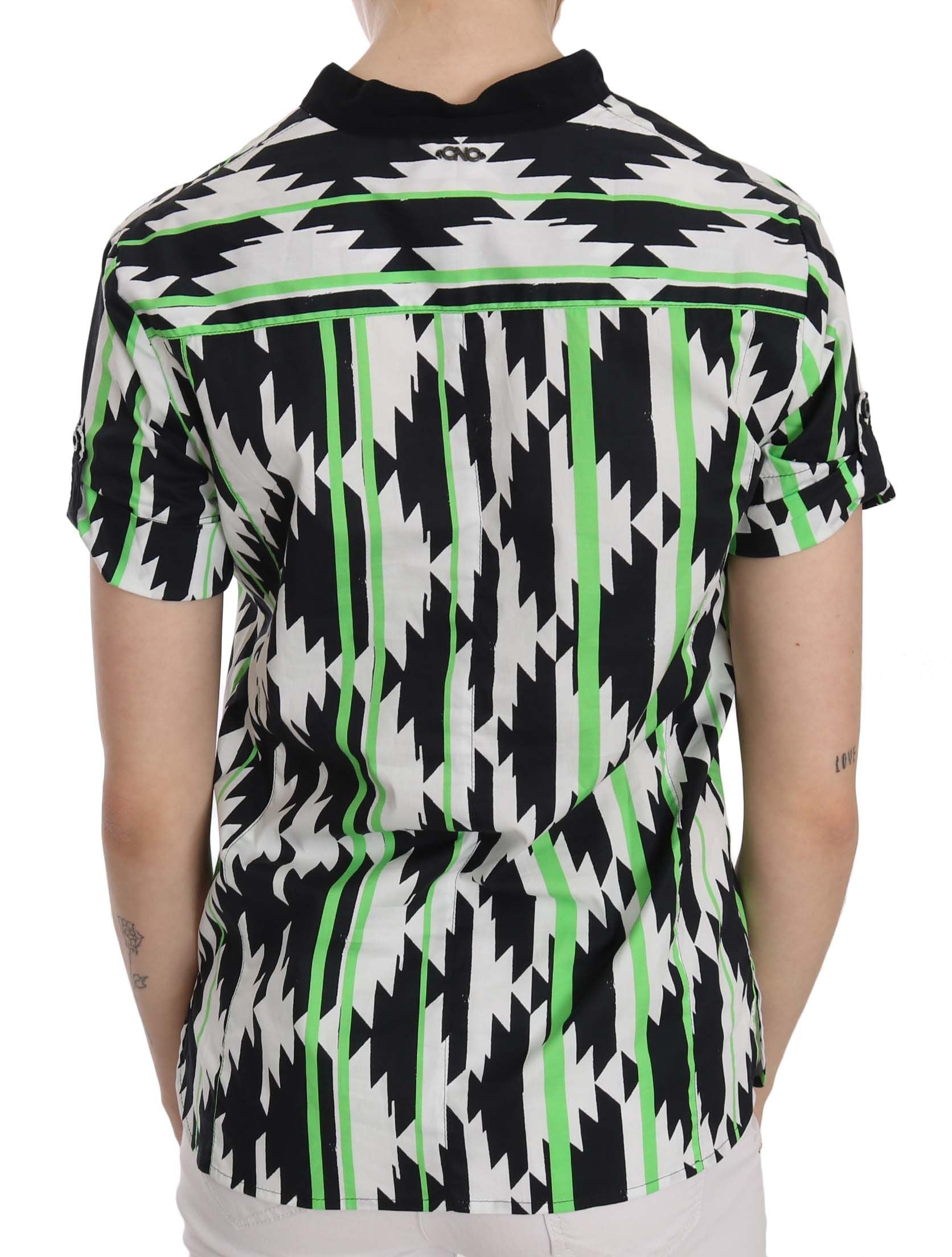 Costume National Multi Color Plunging Top Blouse