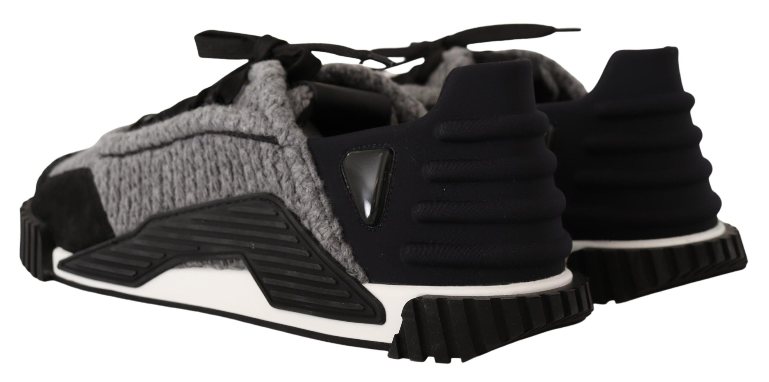 Dolce & Gabbana Black Gray Fabric Lace Up NS1 Sneakers Shoes