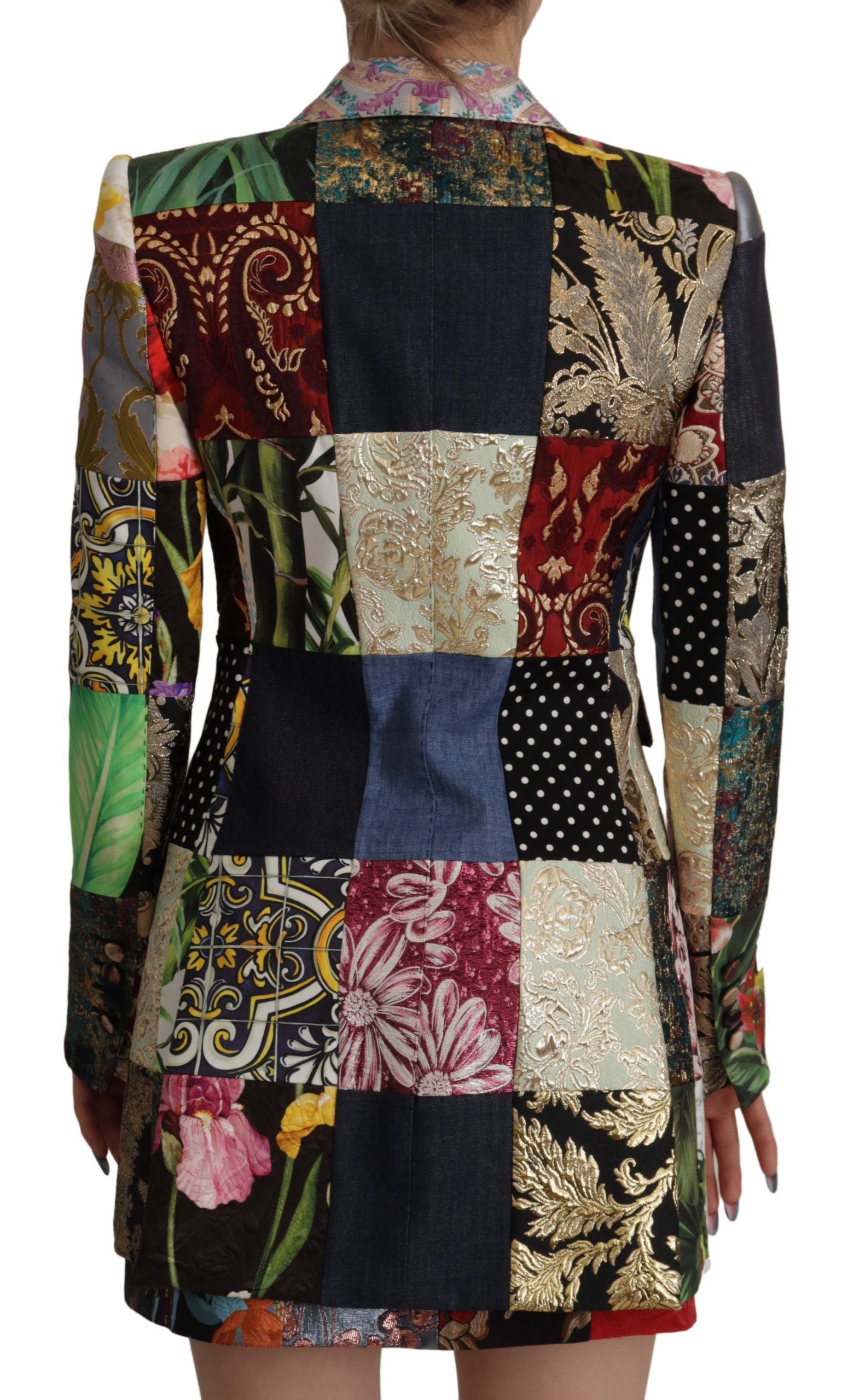 Dolce & Gabbana Multicolor Double-Breasted Patchwork Jacquard Blazer Jacket