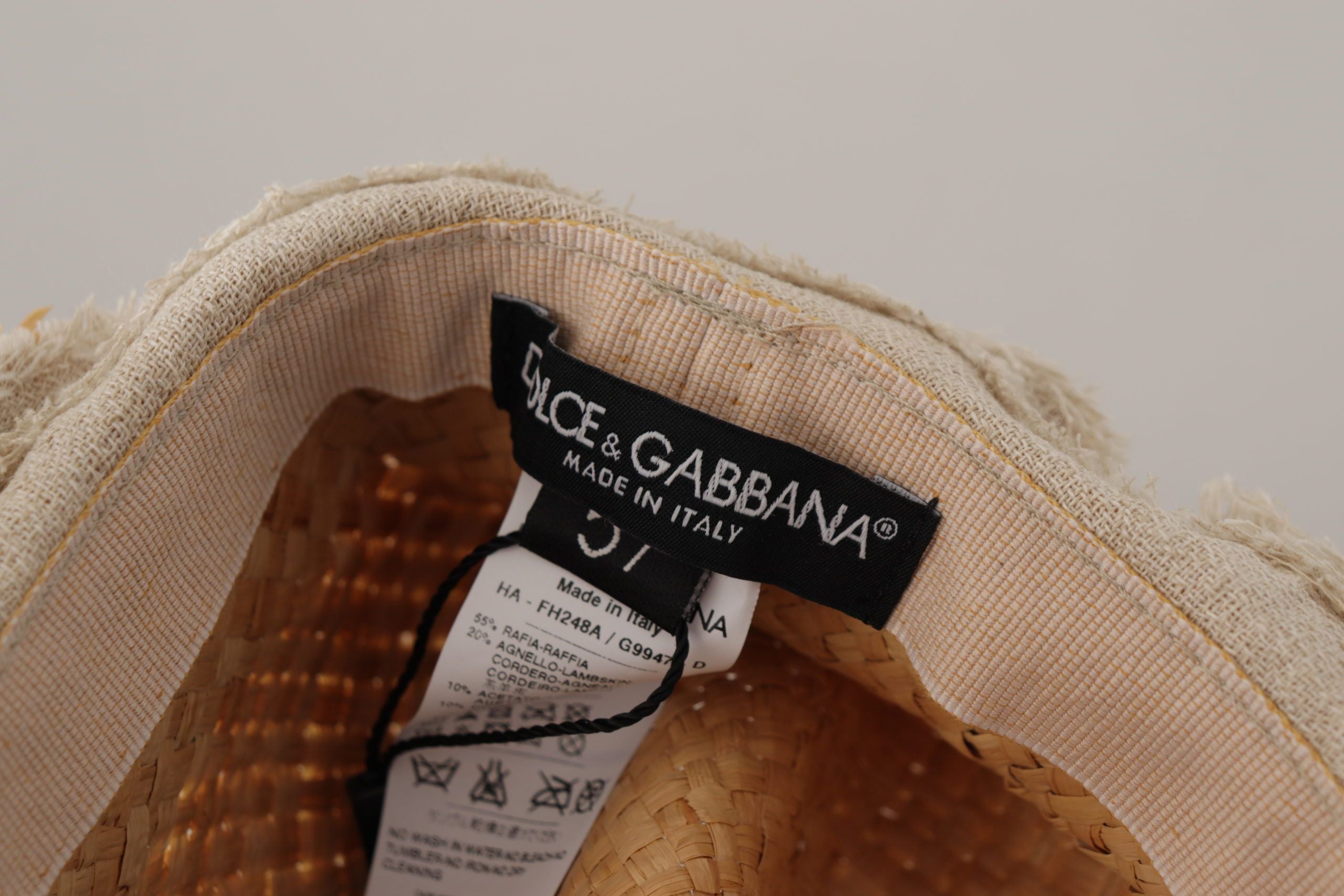 Dolce & Gabbana Yellow Ribbon Floral Embellished Straw Hat