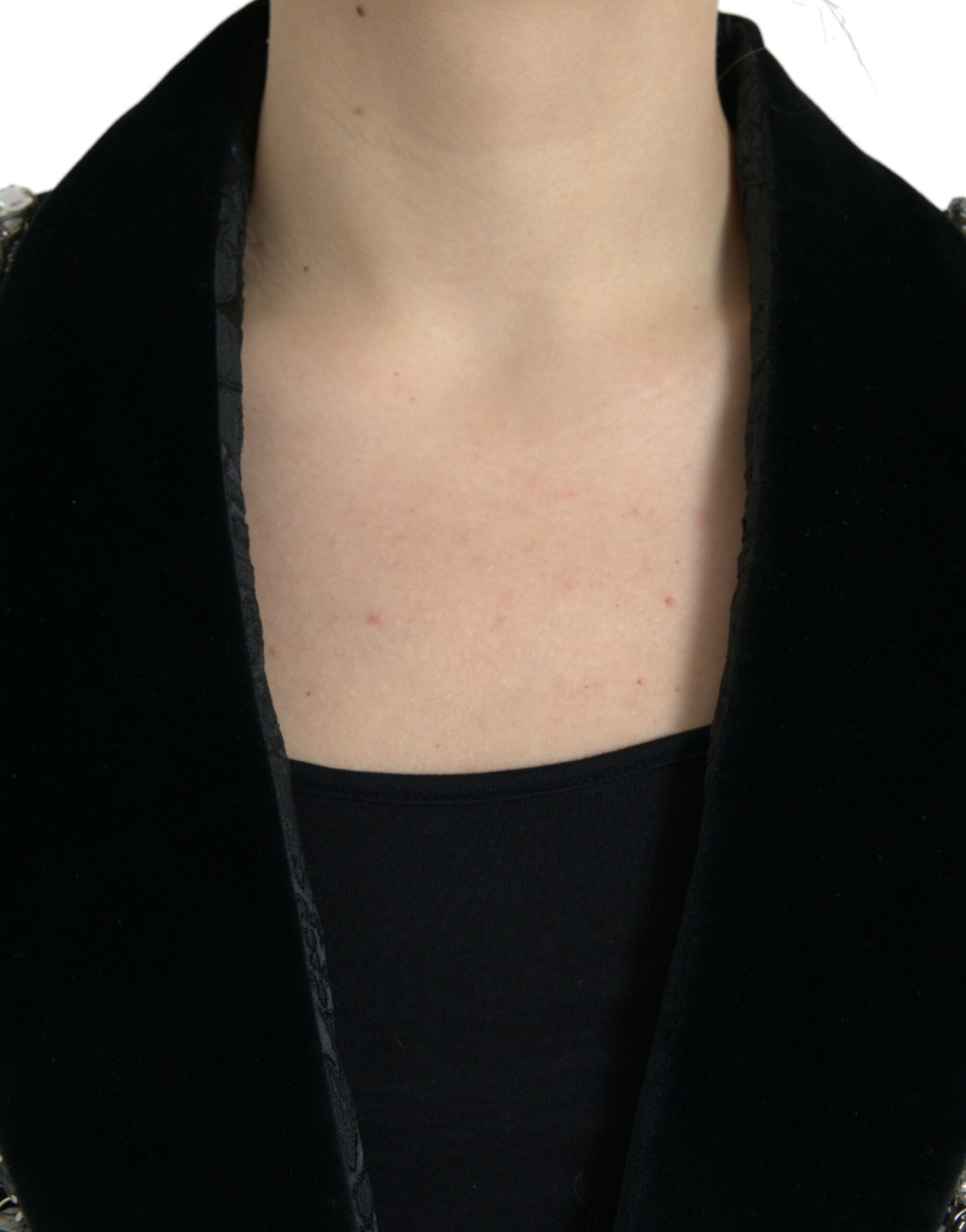 Dolce & Gabbana Black Crystal Embellished Overcoat Jacket