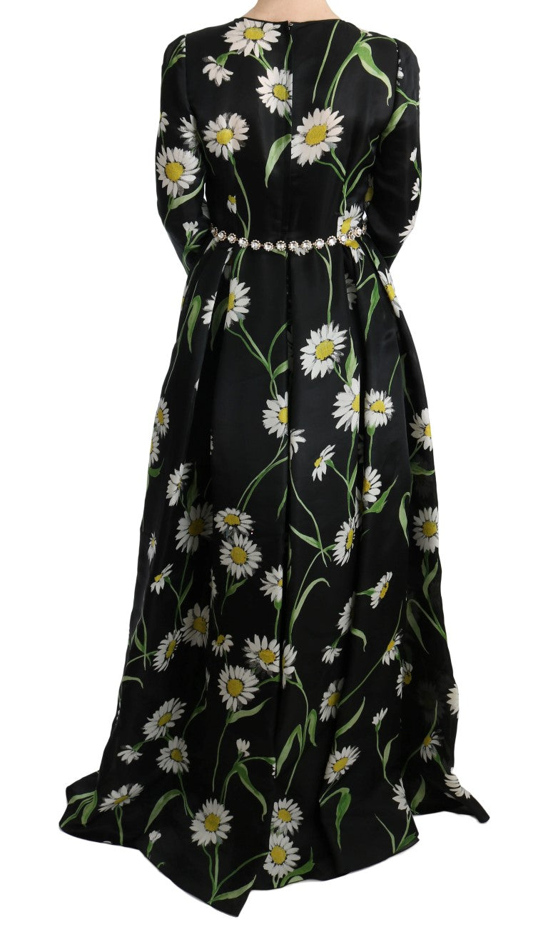 Dolce & Gabbana Multicolor Silk Sunflower Print Long Maxi Dress