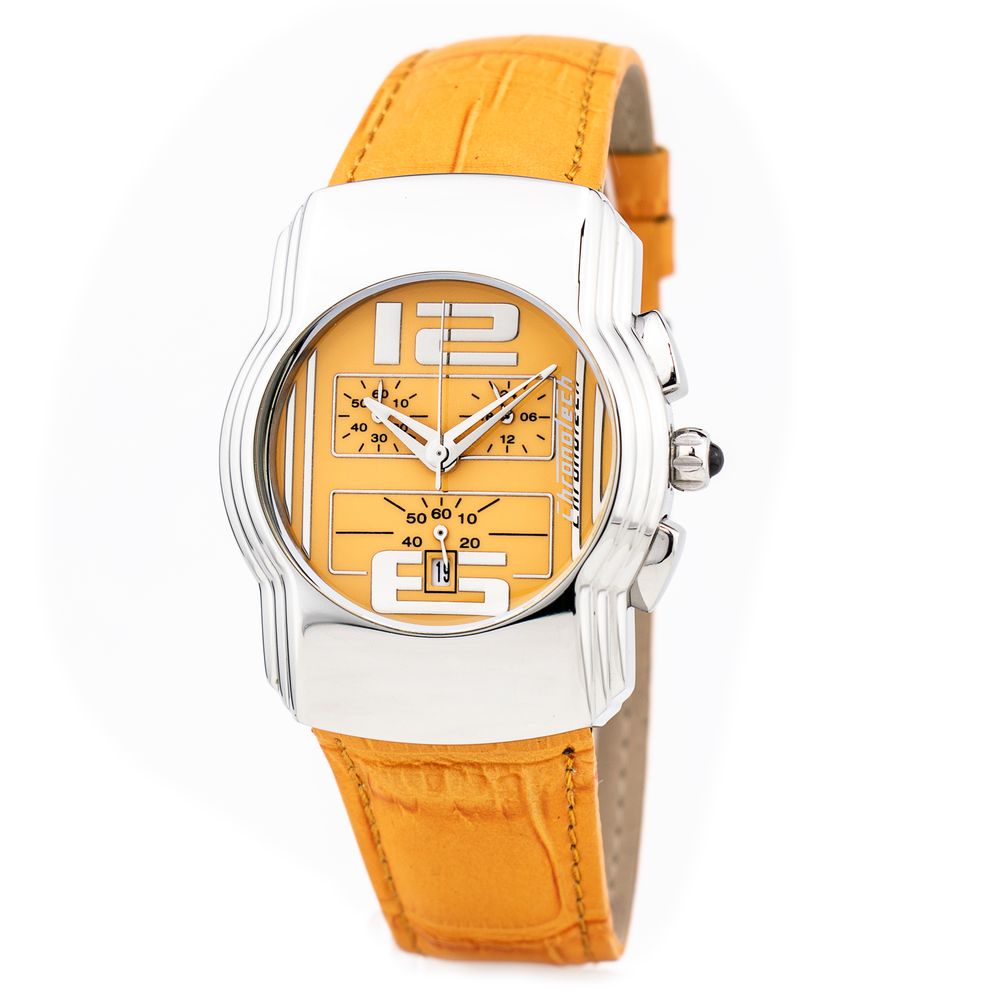Chronotech Orange Leather Dress Watch