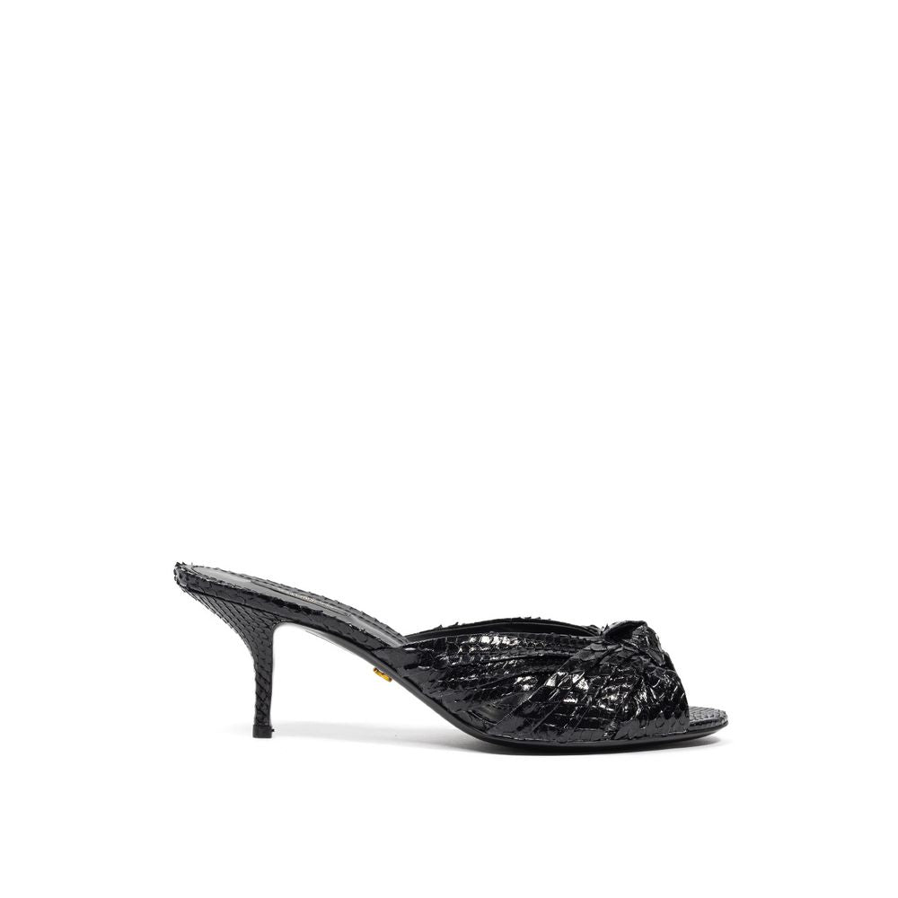 Dolce & Gabbana Black Snake Skin  Platform Sandals