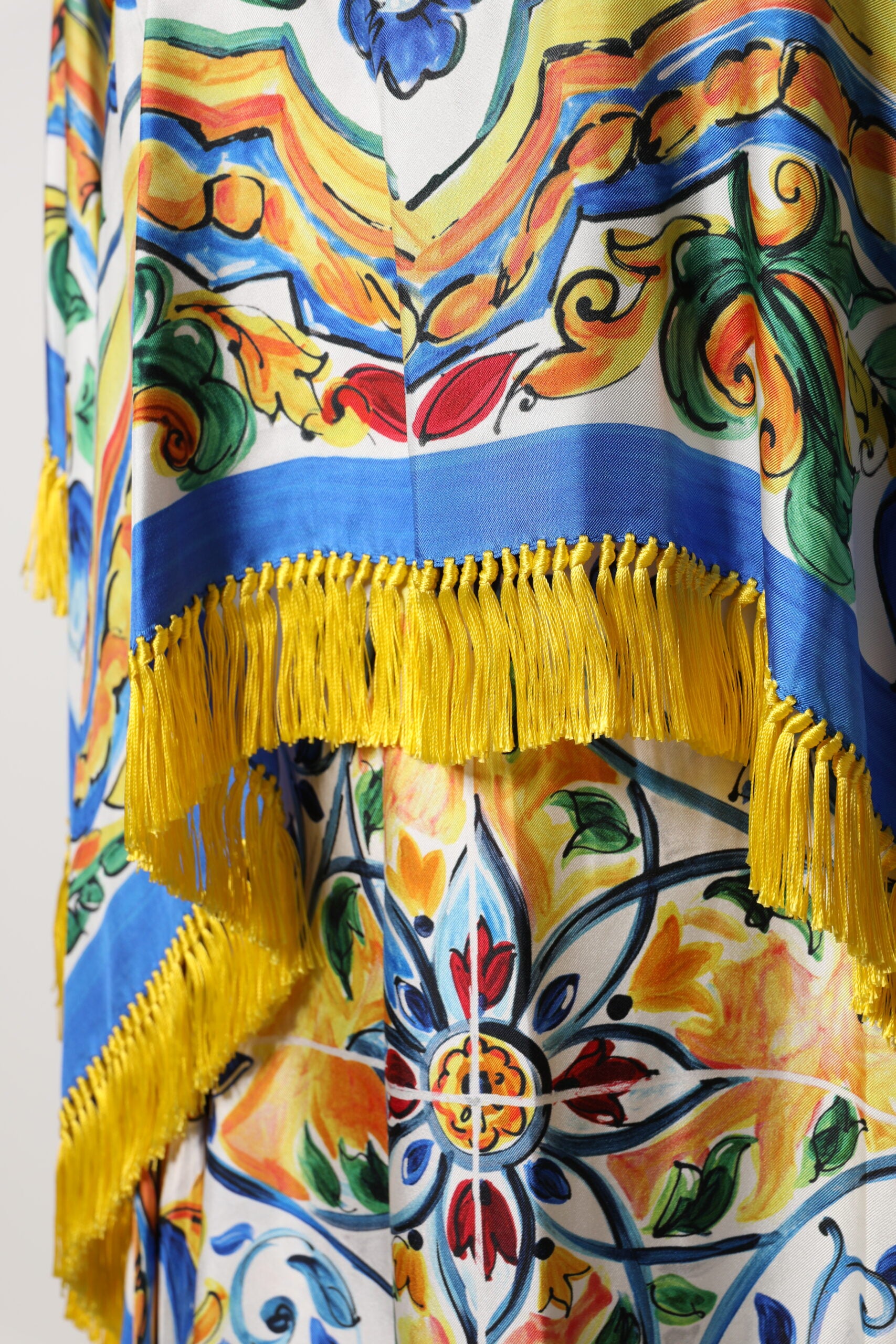 Dolce & Gabbana Multicolor Majolica Kaftan Short Sleeves Maxi Dress