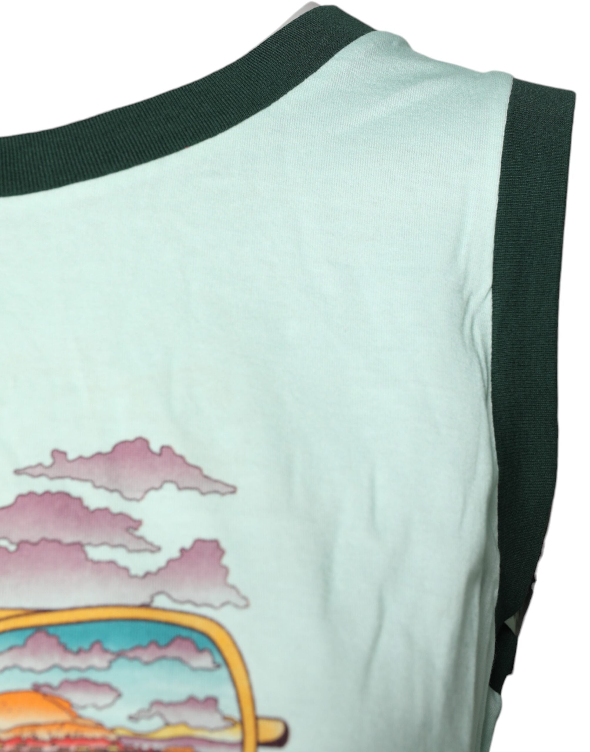Dolce & Gabbana Light Green Graphic Print Sleeveless Tank T-shirt