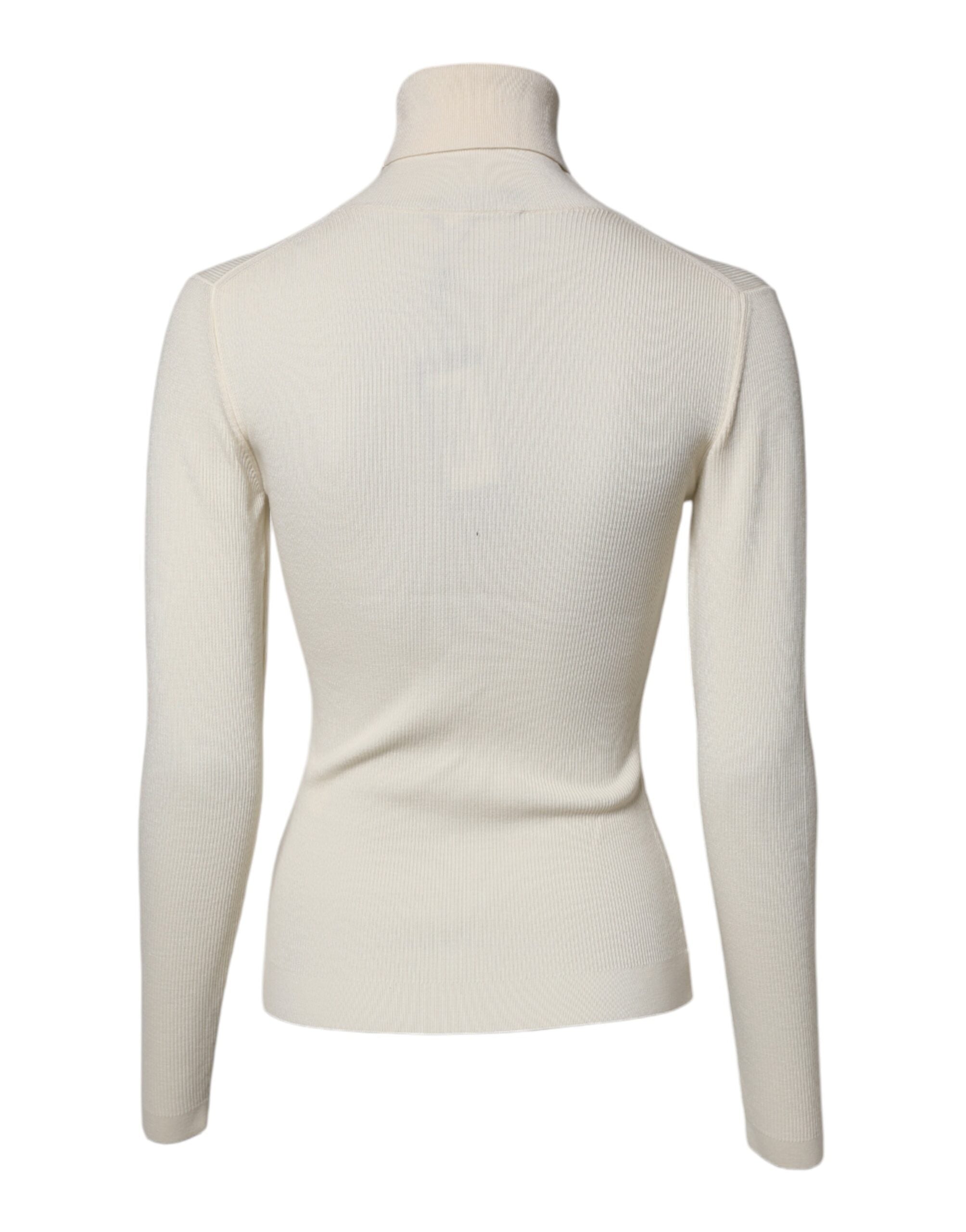 Dolce & Gabbana Cream Long Sleeves Turtleneck Slim Sweater