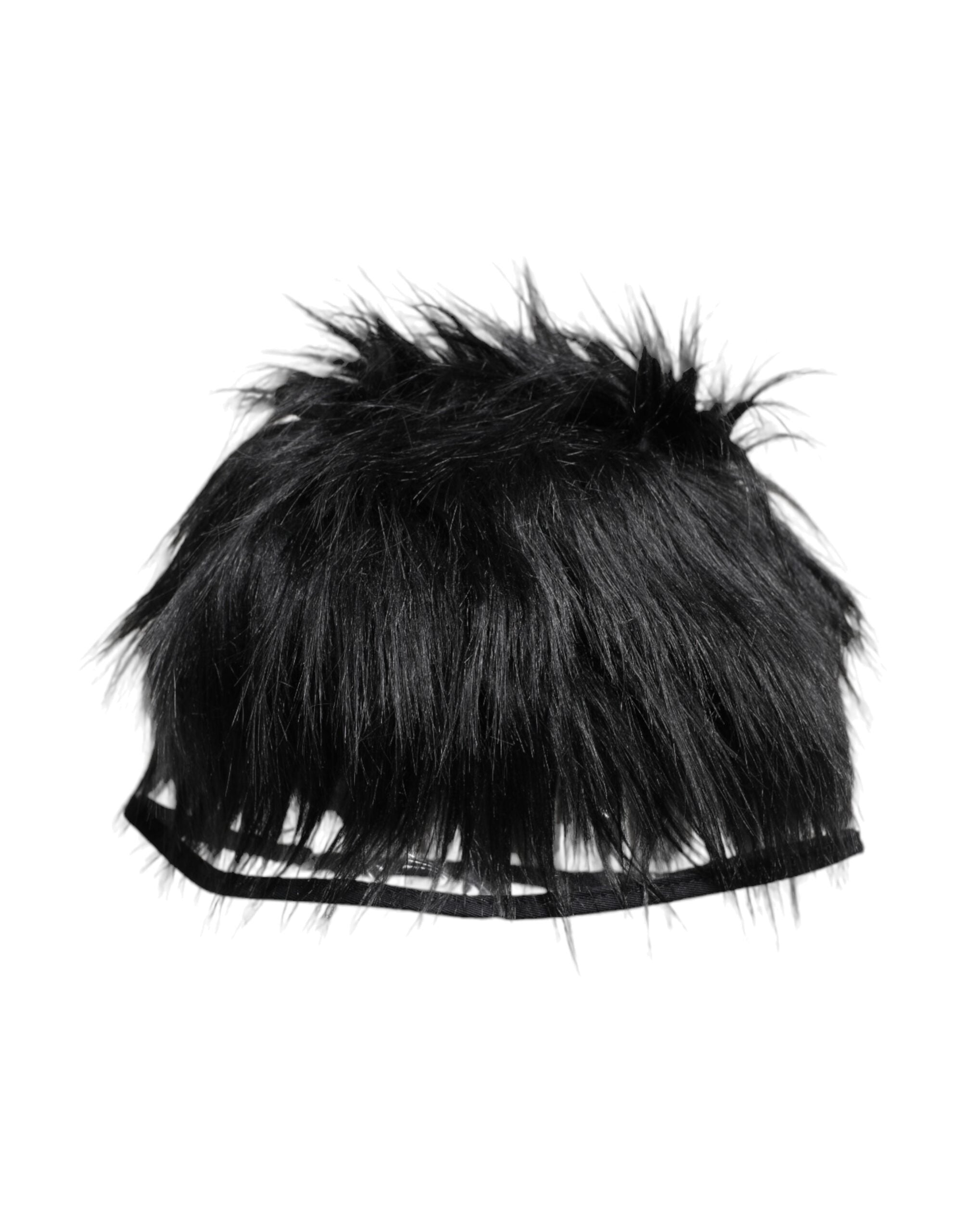 Dolce & Gabbana Black Faux Fur Bucket Hat