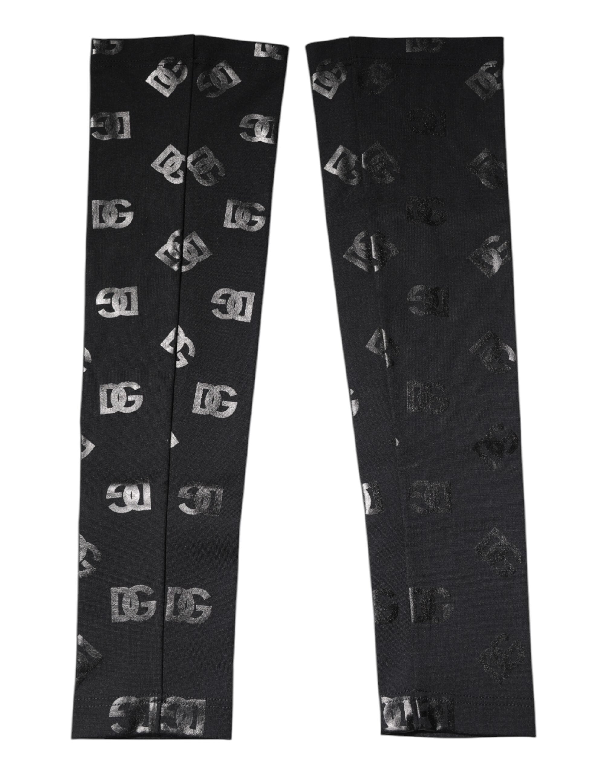 Dolce & Gabbana Black DG Logo Monogram Wool Stretch Arm Sleeves