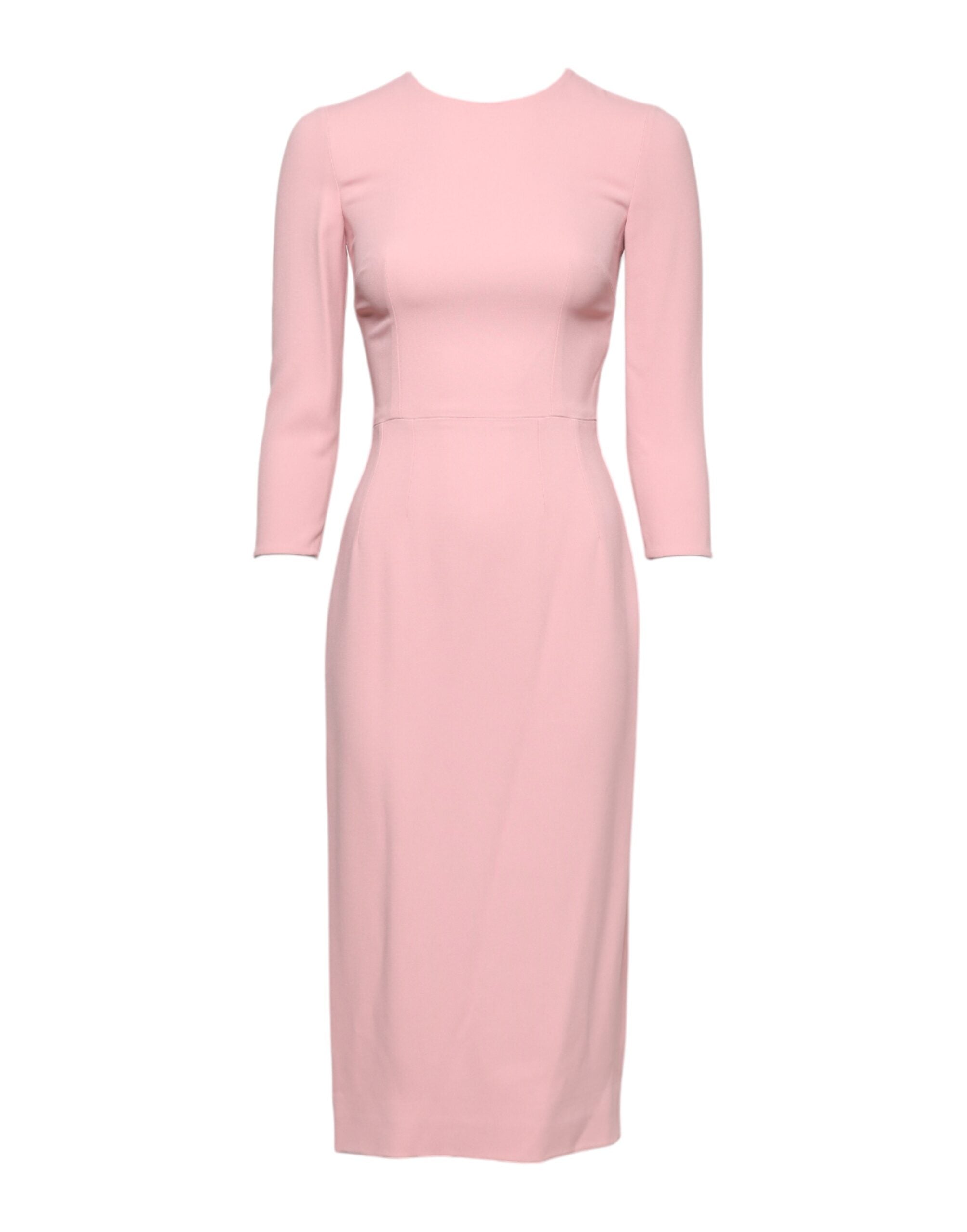 Dolce & Gabbana Pink Viscose 3/4 Sleeves Sheath Midi Dress