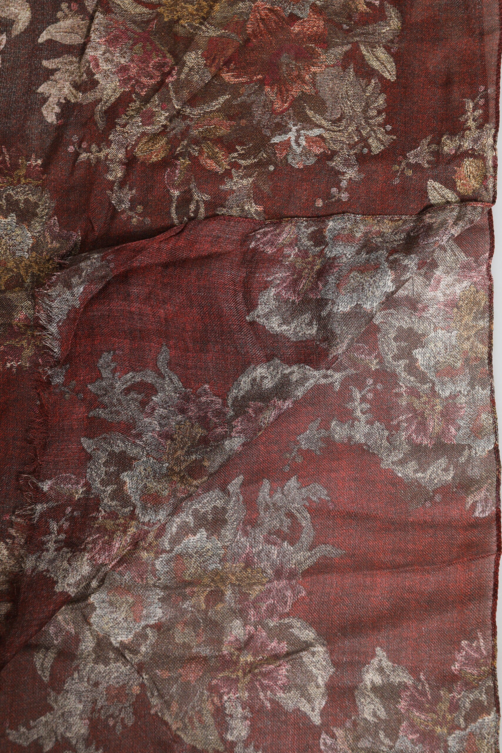 Dolce & Gabbana Maroon Floral Neck Warmer Foulard Scarf