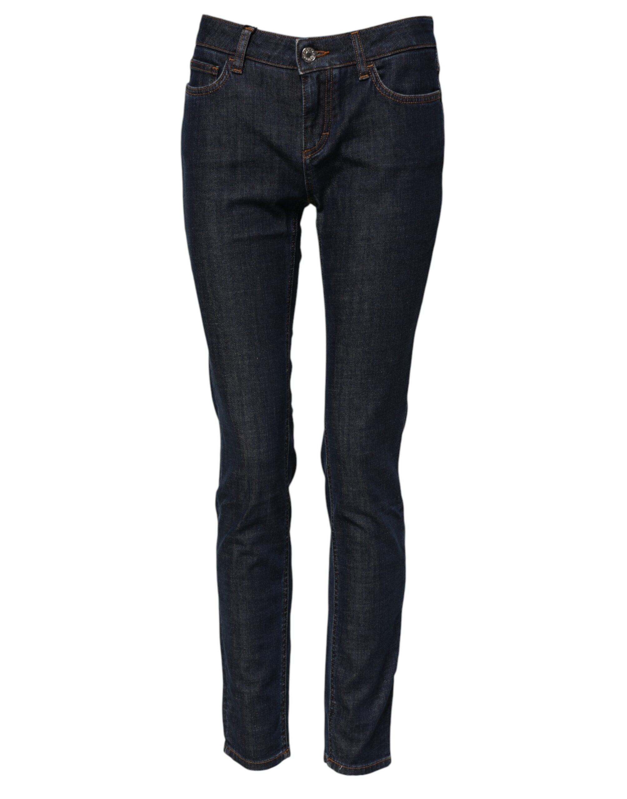 Dolce & Gabbana Blue Skinny Cotton Mid Waisted Denim Jeans