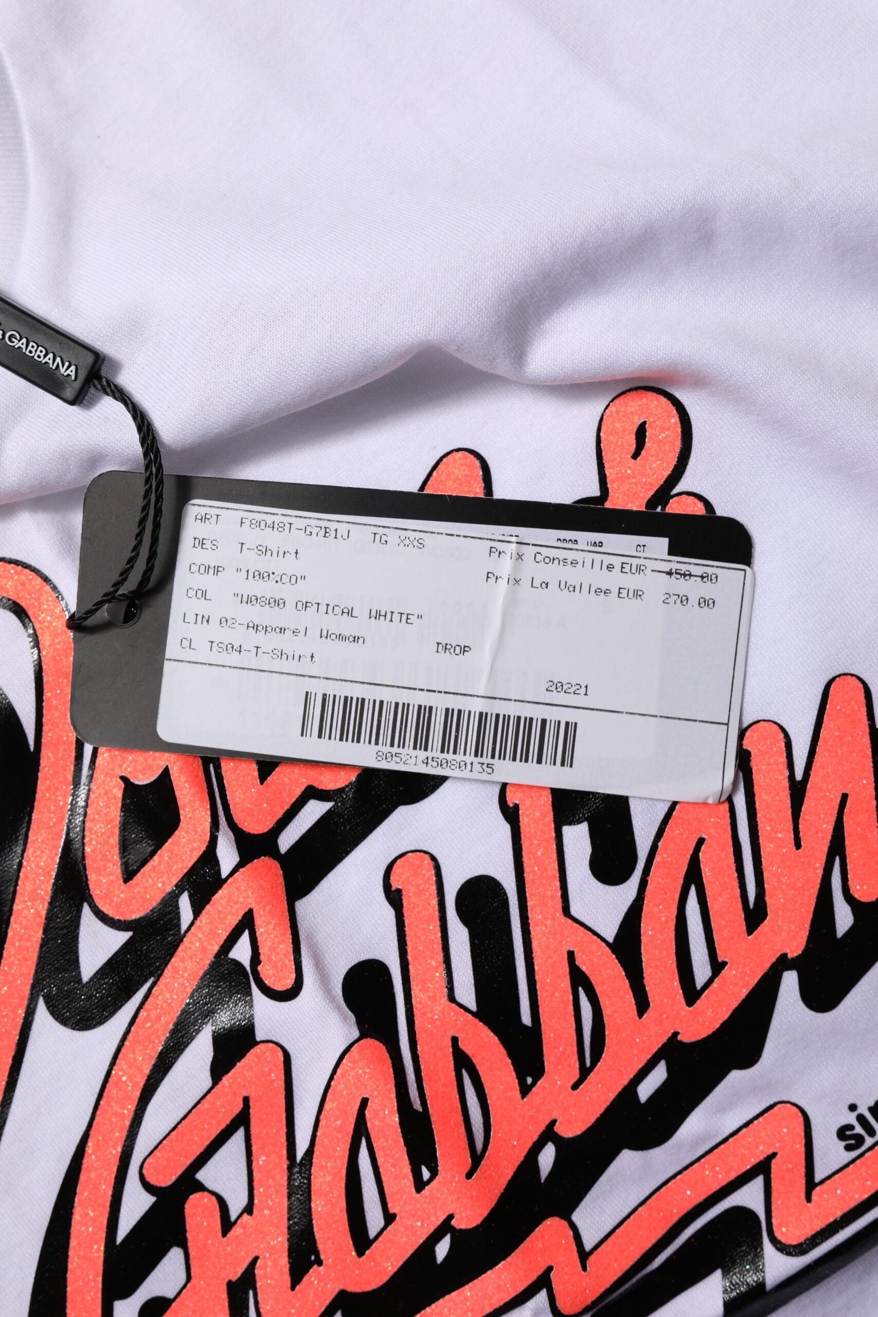 Dolce & Gabbana White Cotton Graphic Print Crew Neck T-shirt