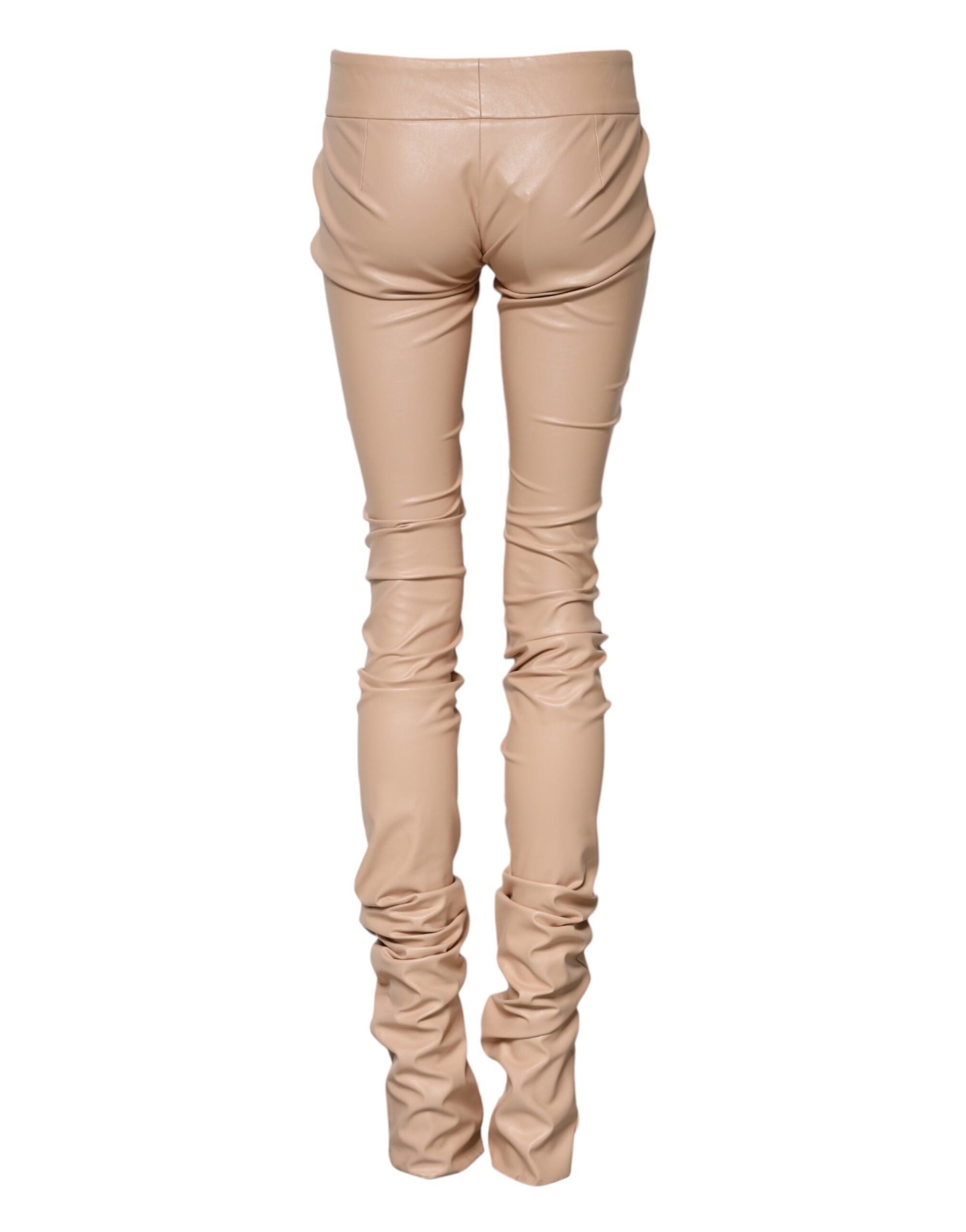 Dolce & Gabbana Beige Lace Details Mid Waist Skinny Pants