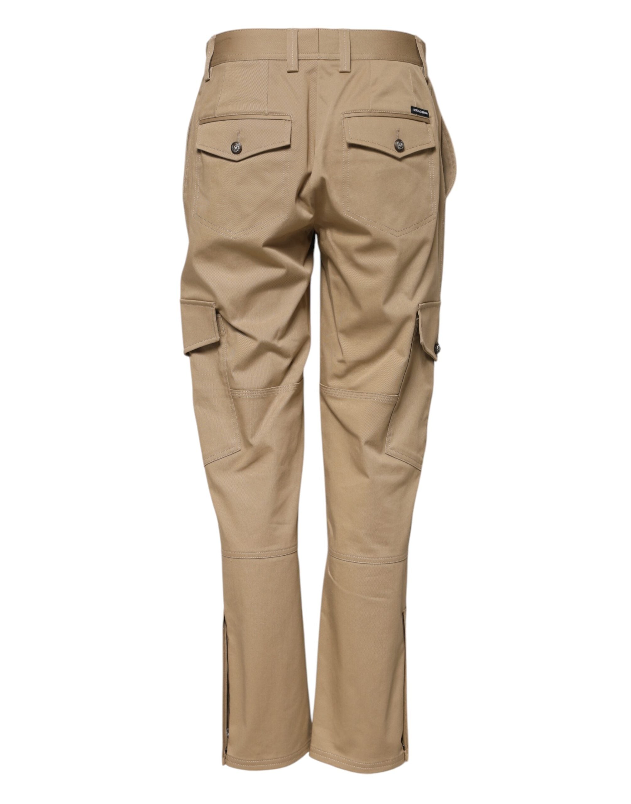Dolce & Gabbana Beige Mid Waist Cargo Tapered Pants