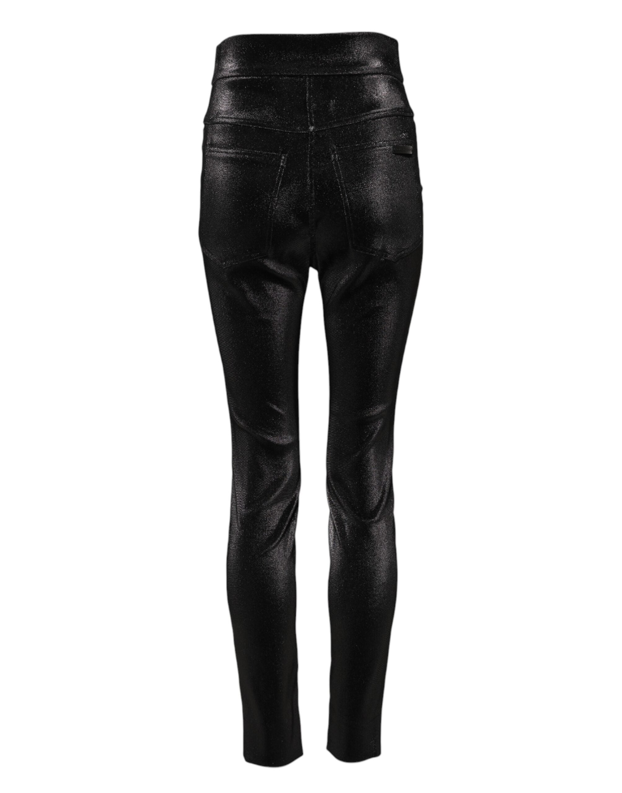 Dolce & Gabbana Black Cotton Stretch Lurex Thread Skinny Pants