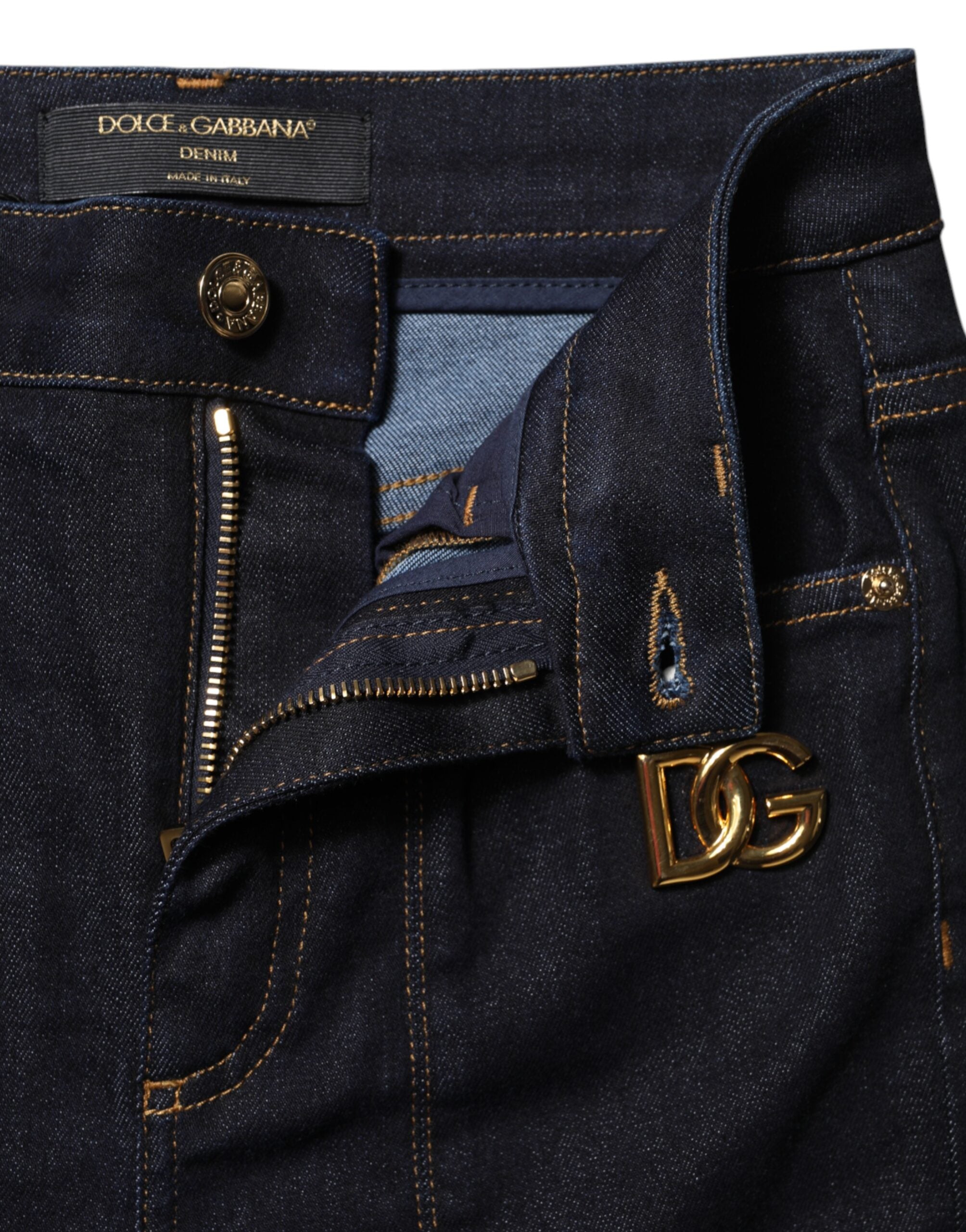 Dolce & Gabbana Blue Cotton High Waist Skinny Denim Jeans