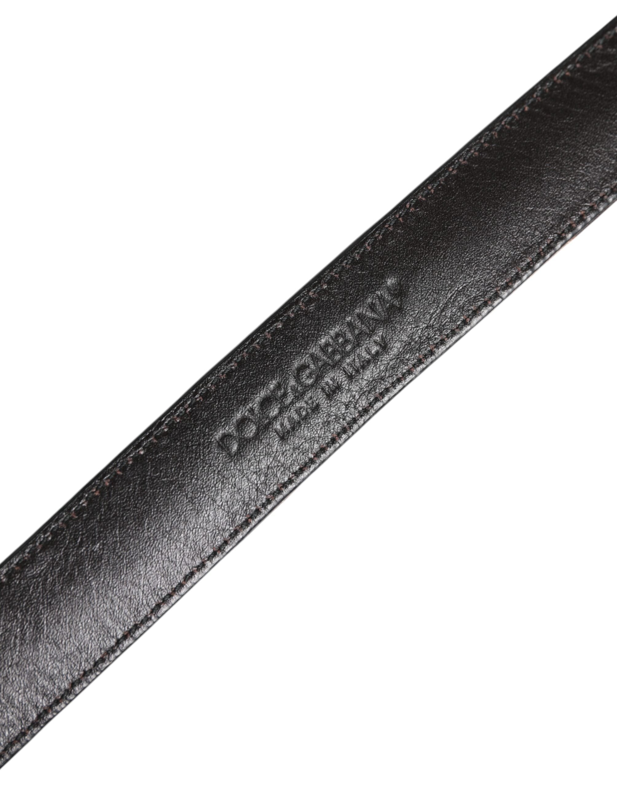 Dolce & Gabbana Brown Leopard Silver Metal Buckle Belt