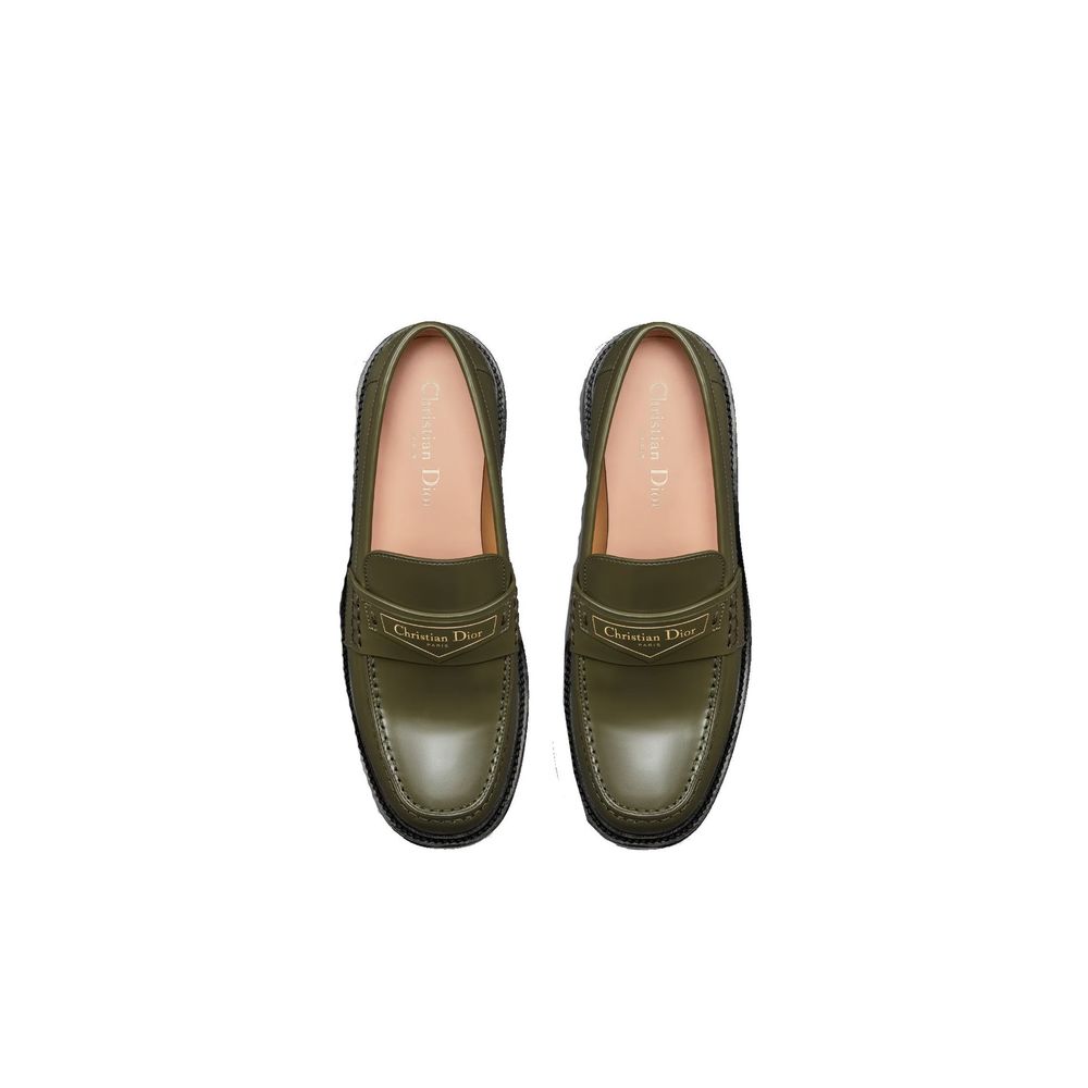 Dior Green Calfskin Slip-On Loafers