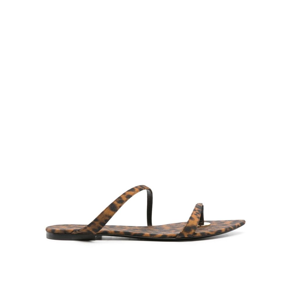 Saint Laurent Brown Fabric Strap-On Sandals