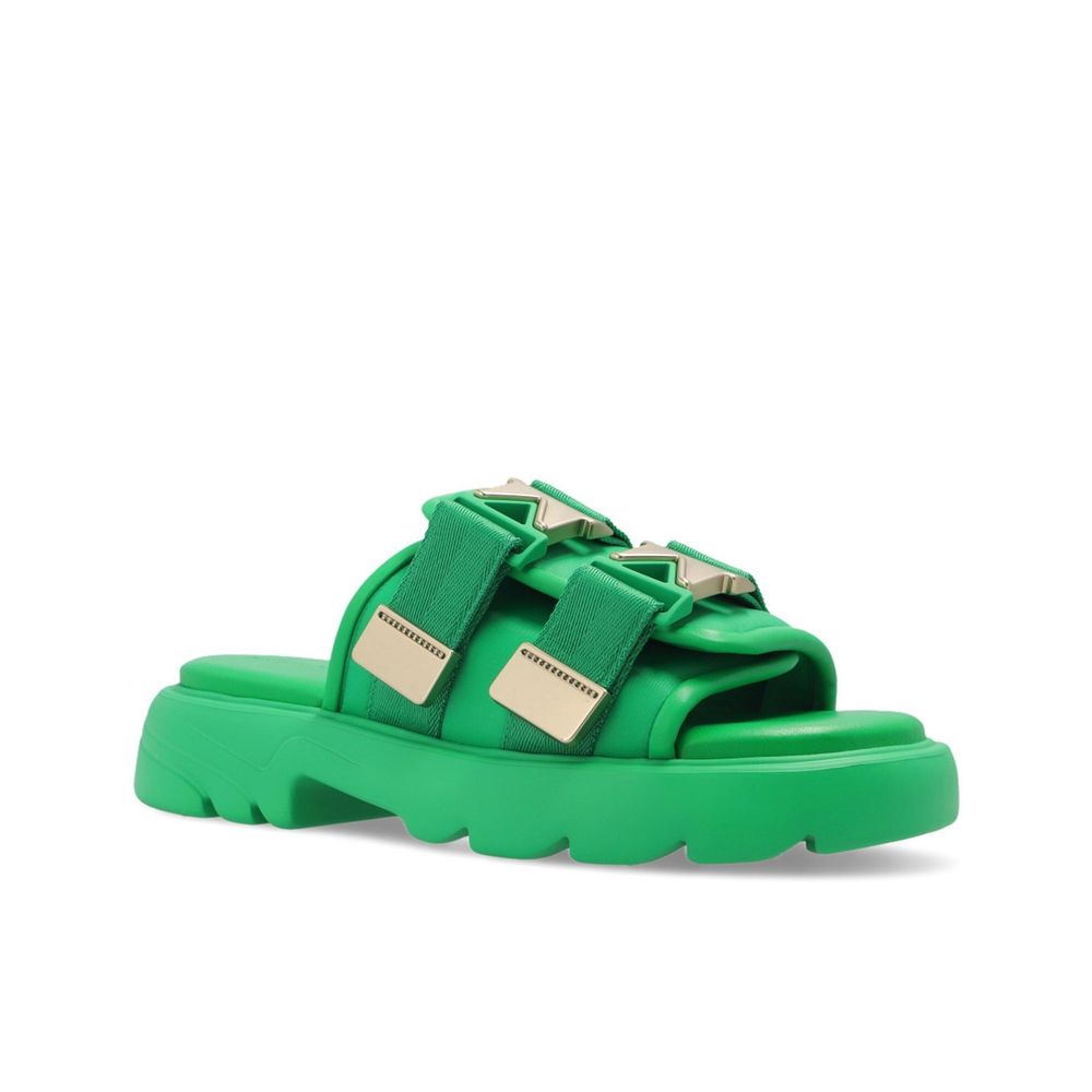 Bottega Veneta Green Nylon Slides