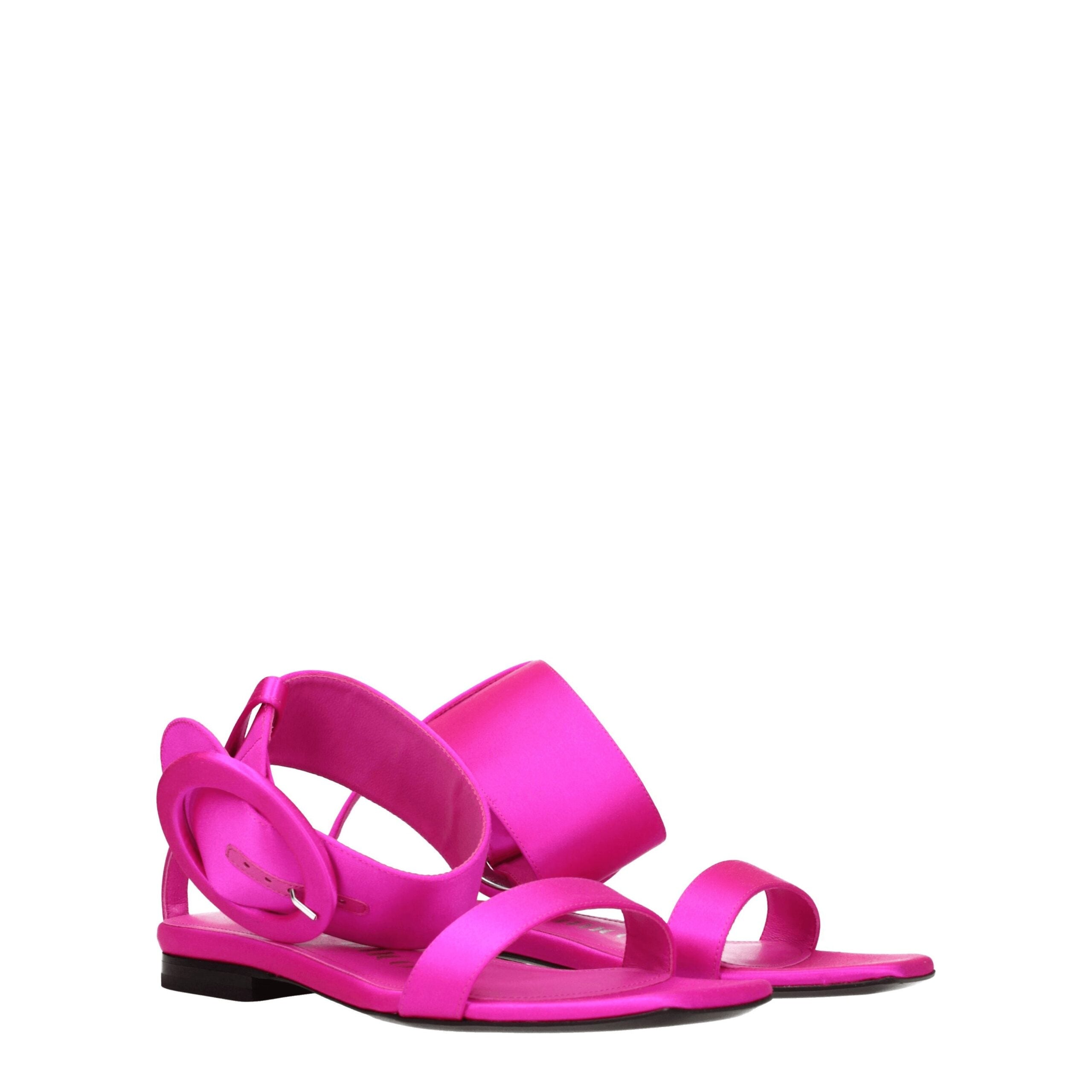 The Attico Pink Satin Flat Sandals