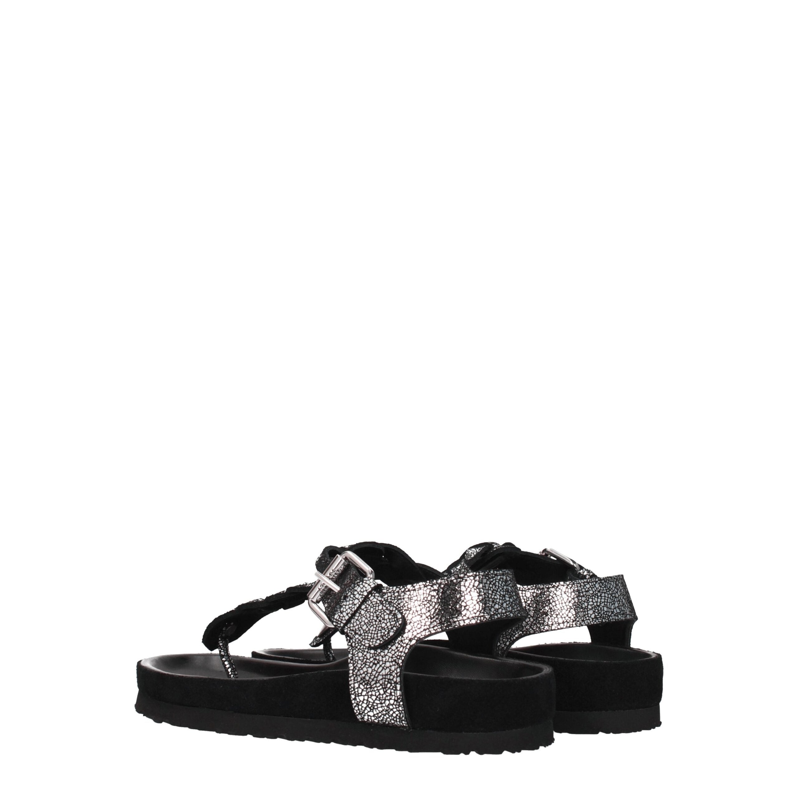 Isabel Marant Black Leather Flip-Flop Sandals