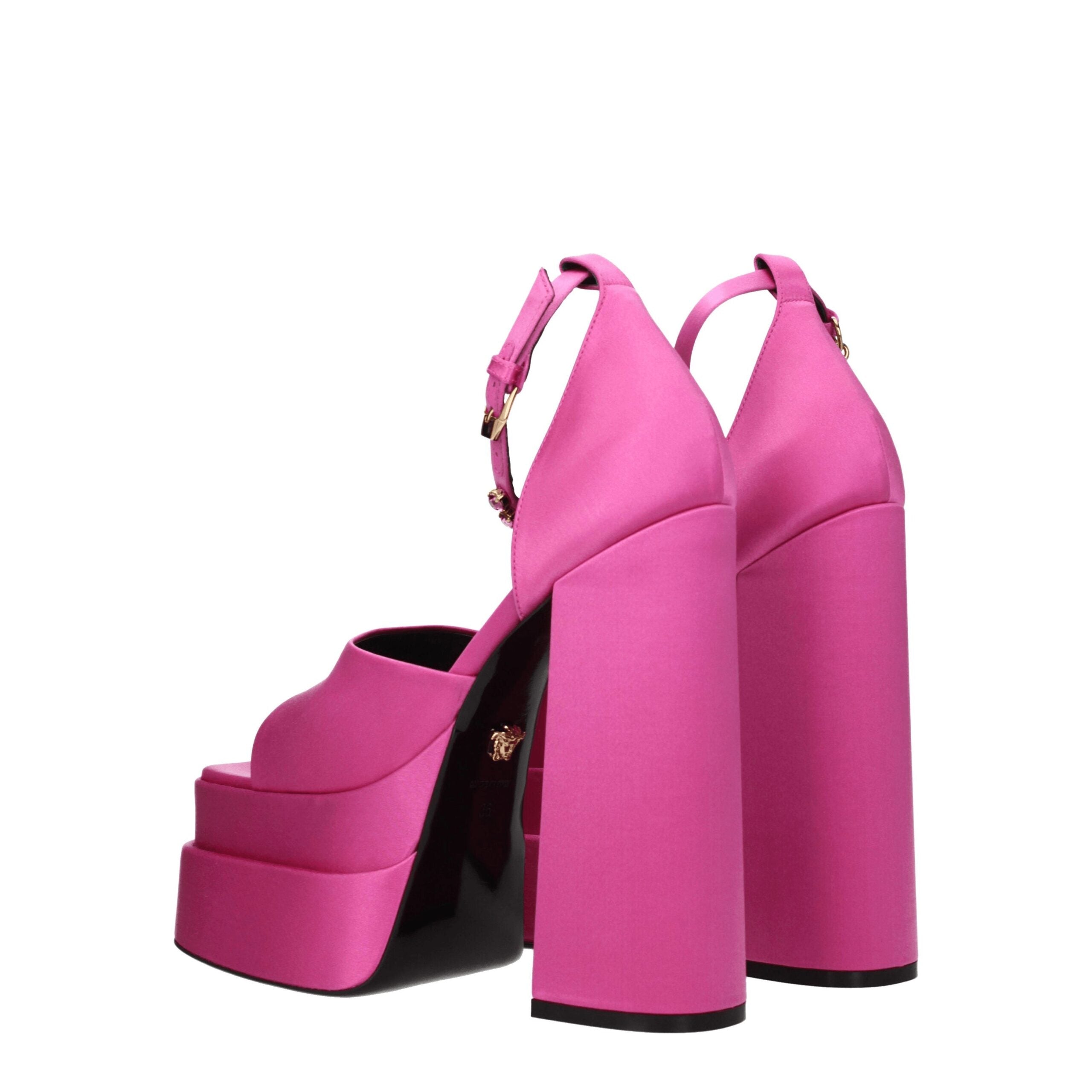 Versace Pink Satin Platform Sandals
