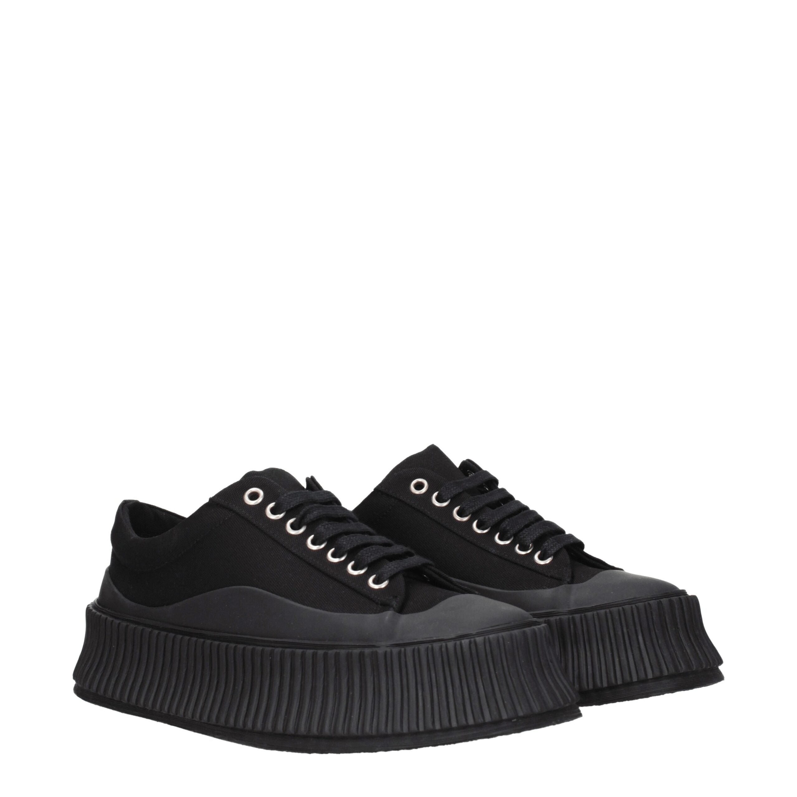 Jil Sander Black Fabric Chunky Sneakers