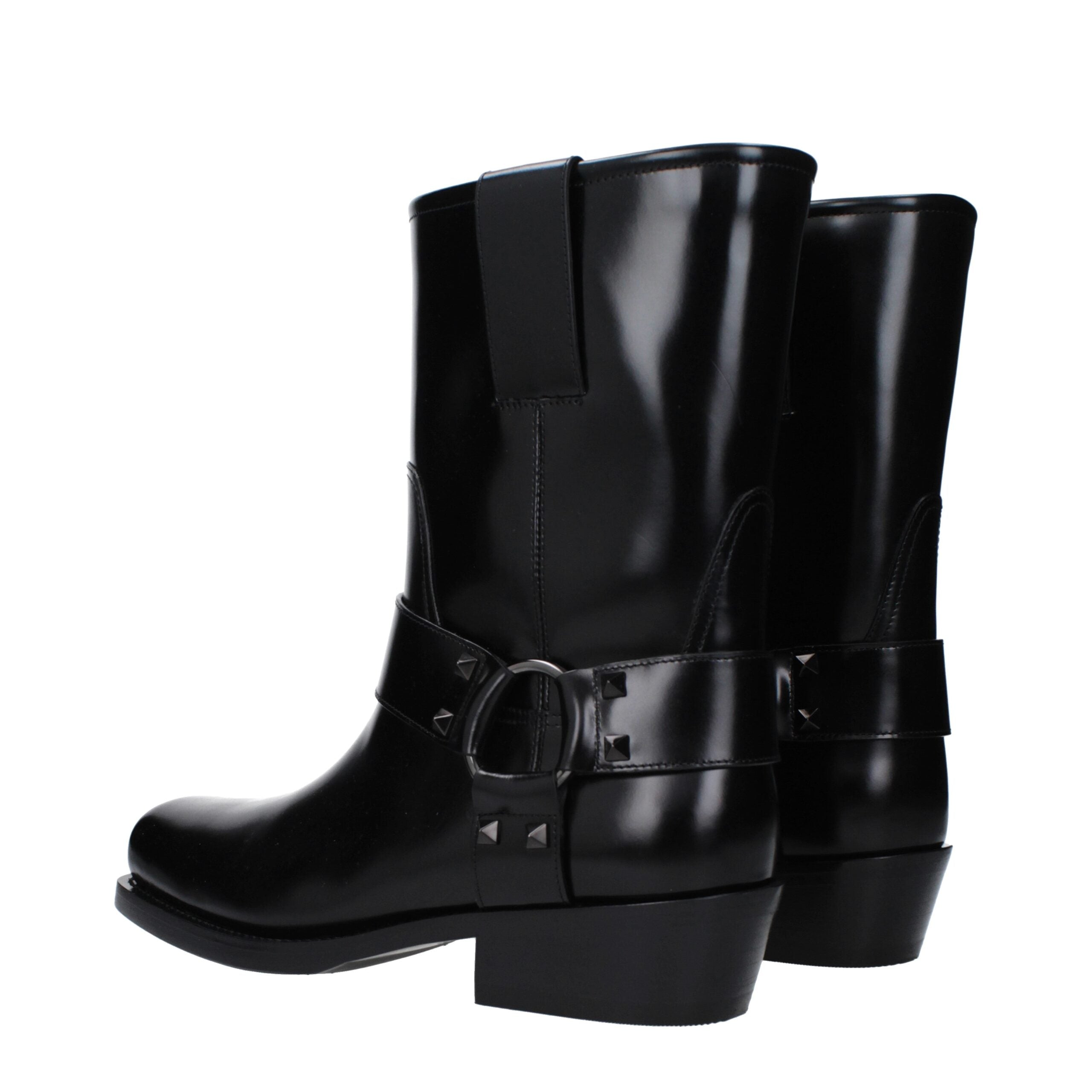 Valentino Garavani Black Leather Ankle Boots