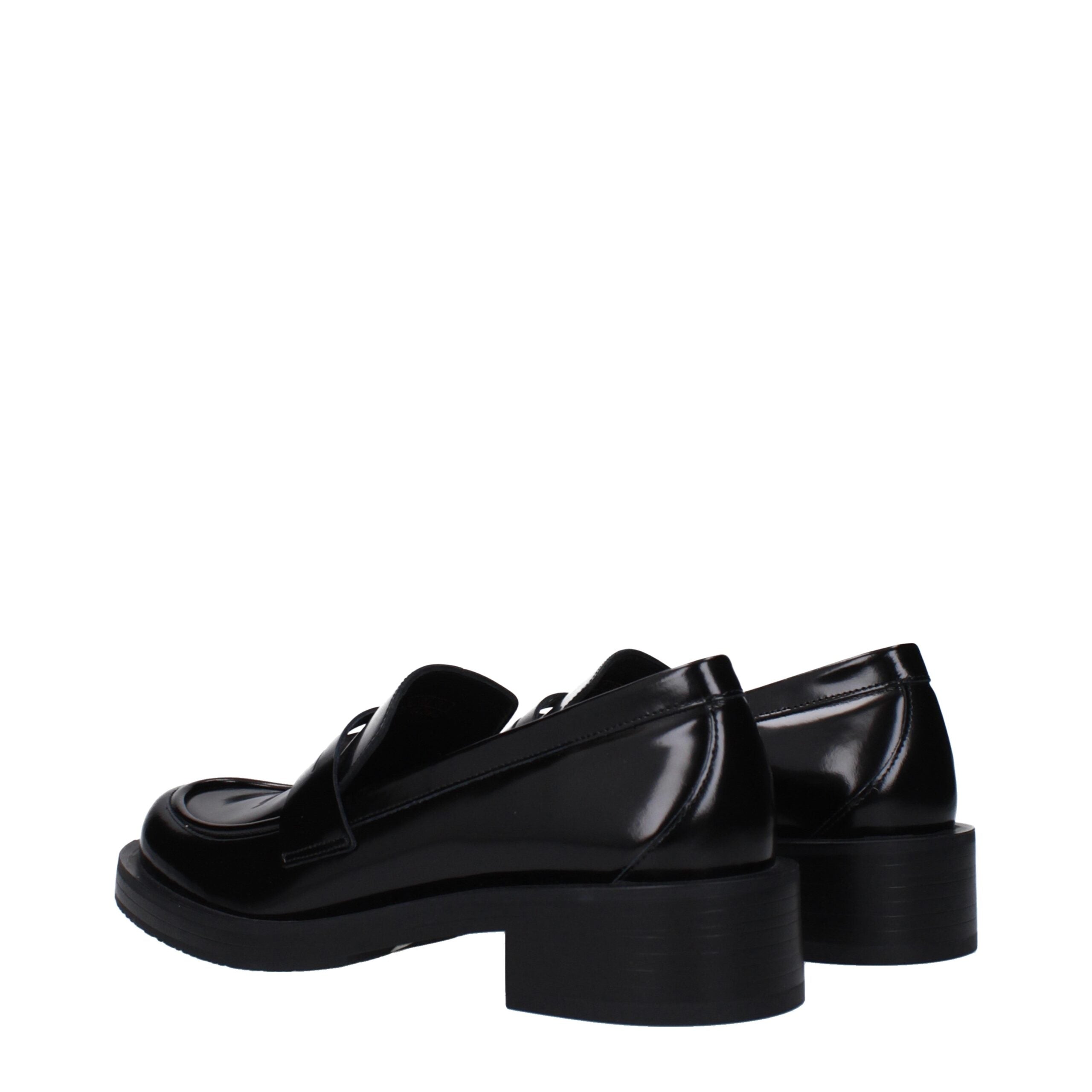 Stuart Weitzman Black Leather Slip-On Loafers