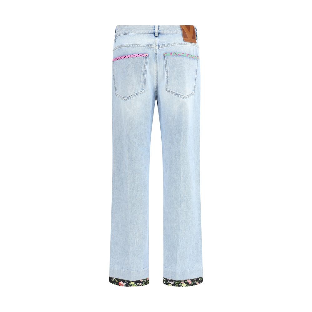 Valentino Light Blue Cotton Straight-Leg Jeans