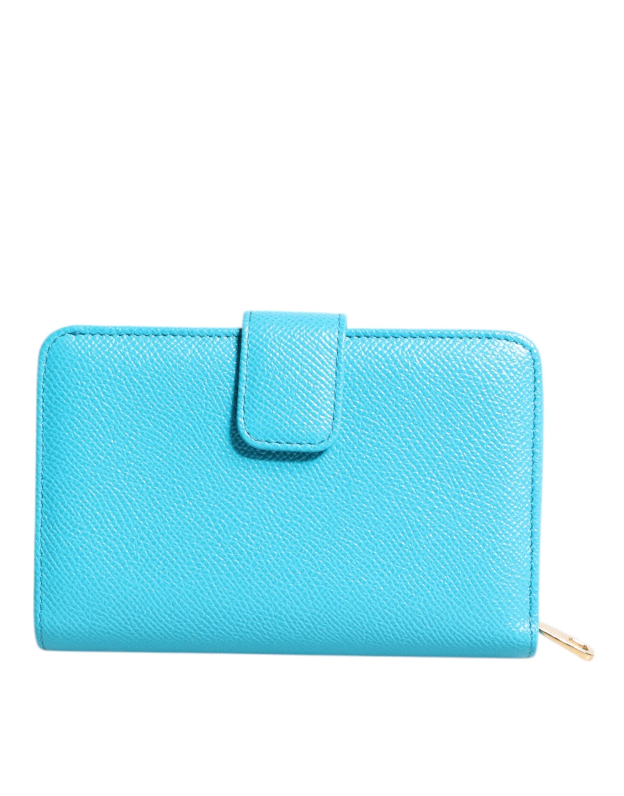Dolce & Gabbana Light Blue Leather Bifold Continental Clutch Wallet