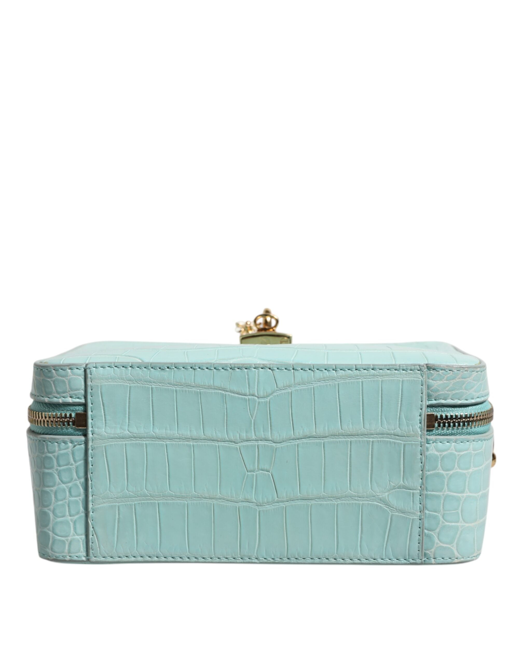 Dolce & Gabbana Mint Green Embossed Leather Padlock Shoulder Bag