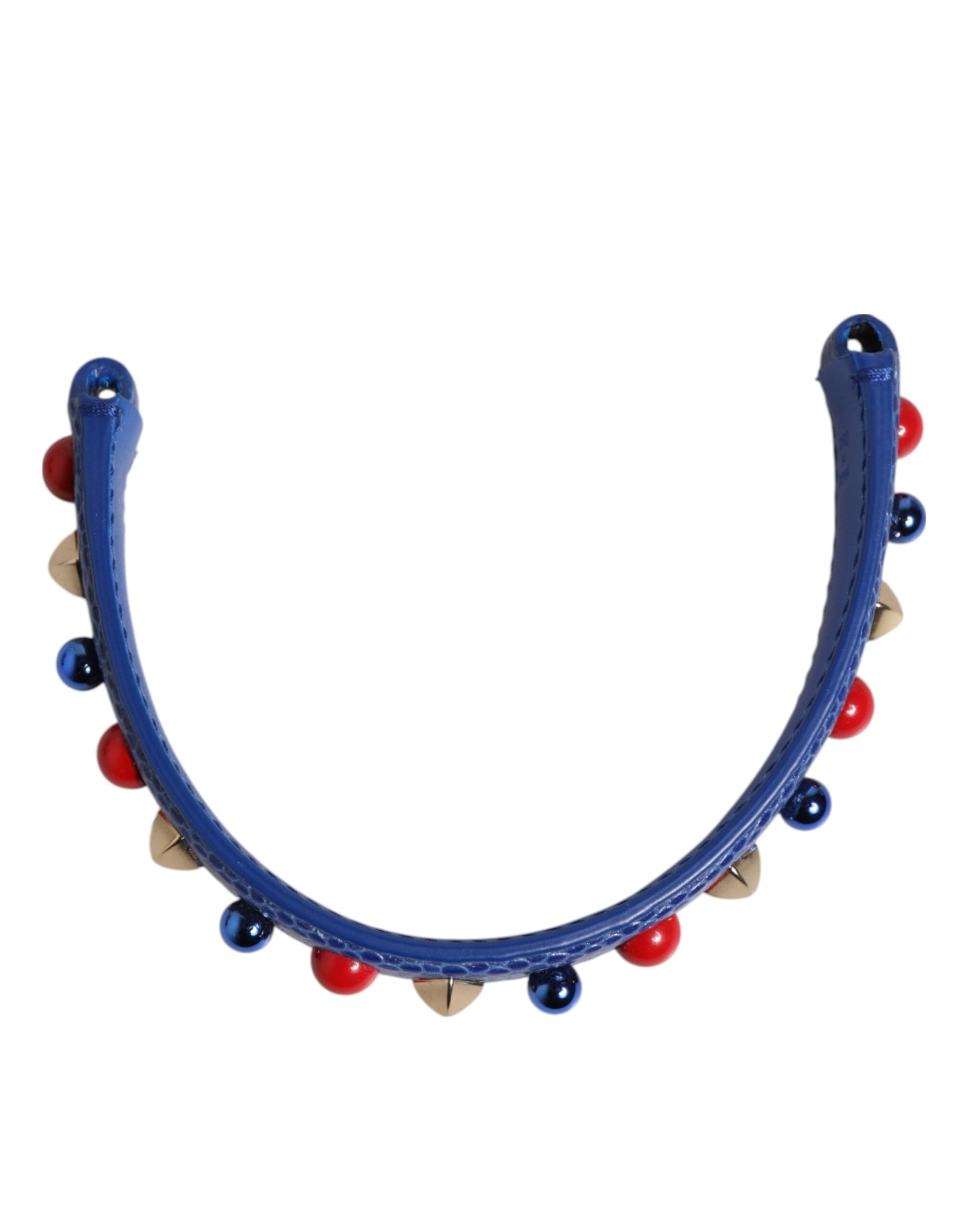 Dolce & Gabbana Blue Embellished Leather Bag Handle Women Shoulder Strap