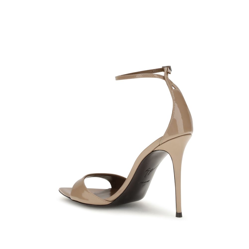 Giuseppe Zanotti Beige Leather Stiletto Heel Sandals