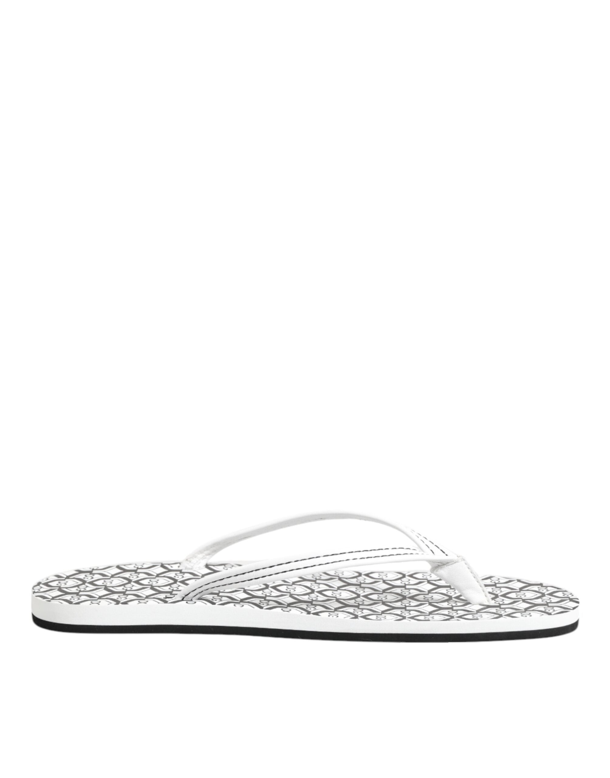 Dolce & Gabbana Black White Logo Beachwear Flats Slipper Shoes