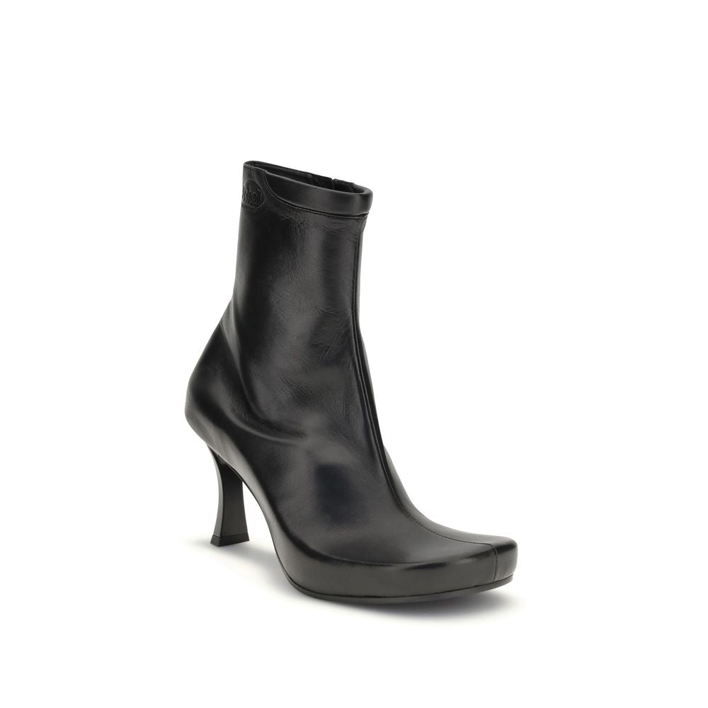 Balenciaga Black Calf Leather Bos Taurus Ankle Boots