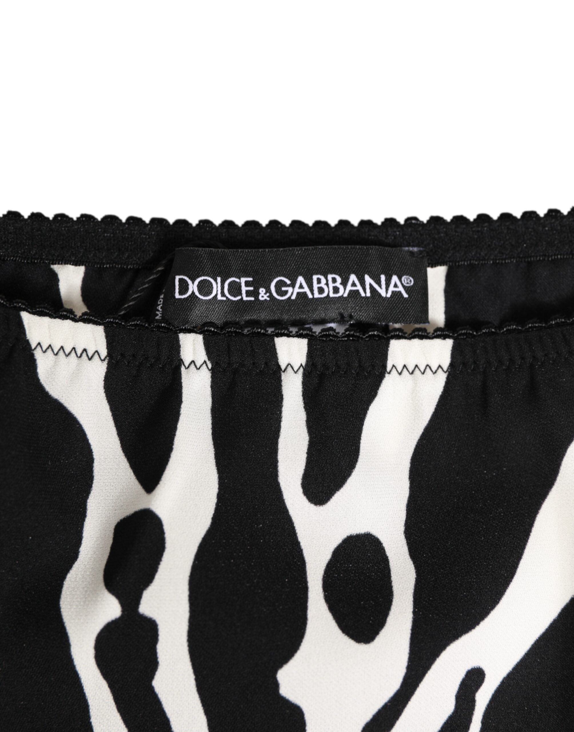 Dolce & Gabbana Black White Zebra Print Slip Briefs Underwear