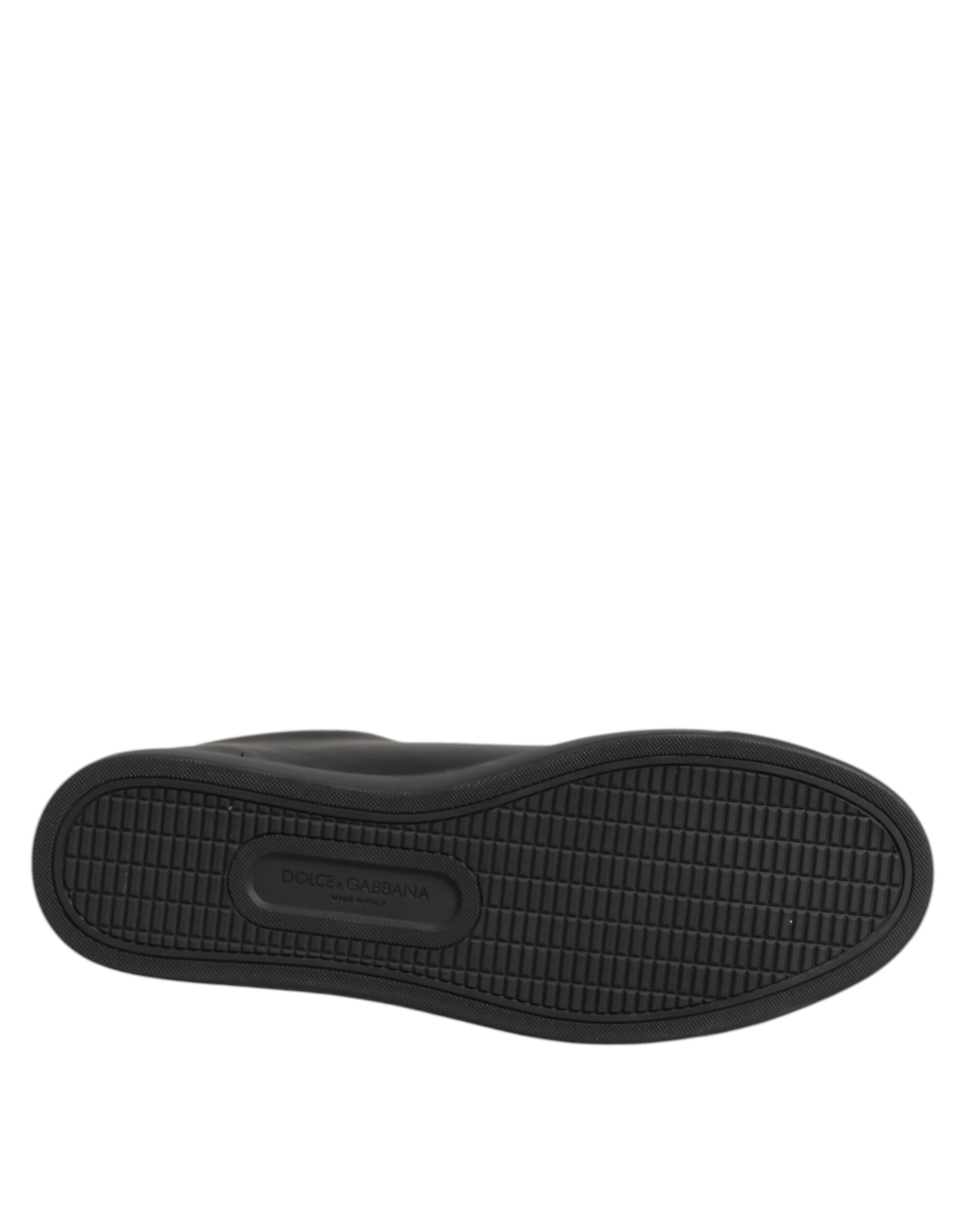 Dolce & Gabbana Black Leather Crystal Heart Low Top Sneakers  Shoes