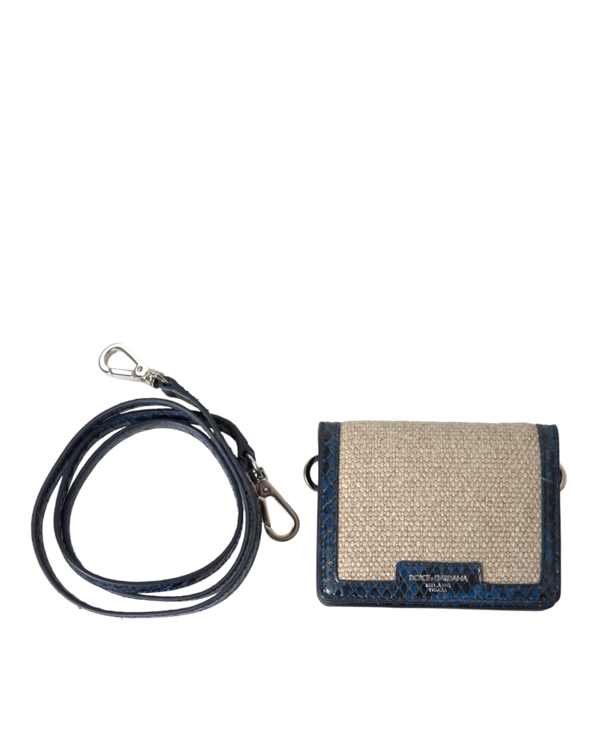 Dolce & Gabbana Beige Raffia Blue Leather Trim Mini Shoulder Purse Crossbody Bag