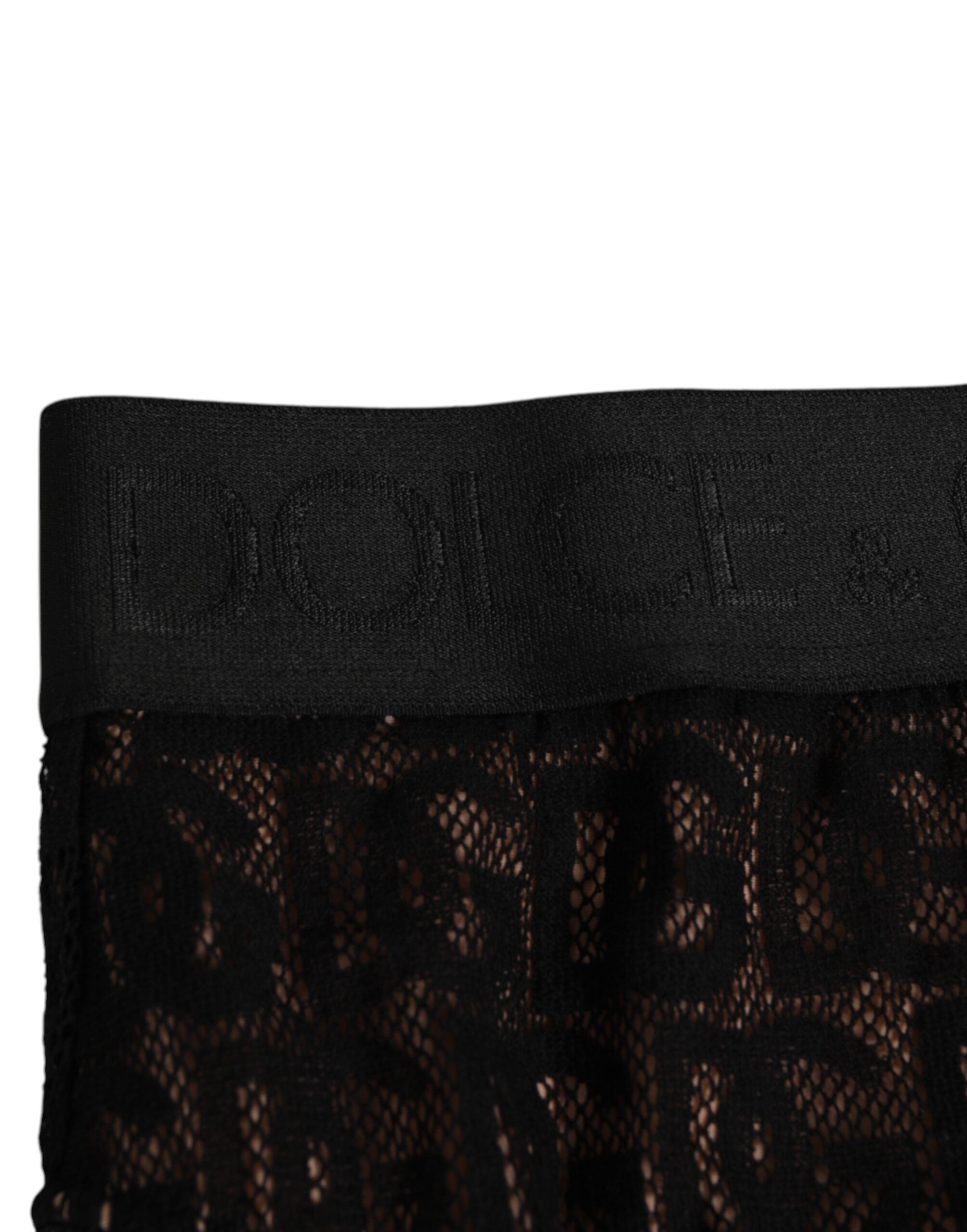 Dolce & Gabbana Black DG Logo Lace High Brief Panty Underwear
