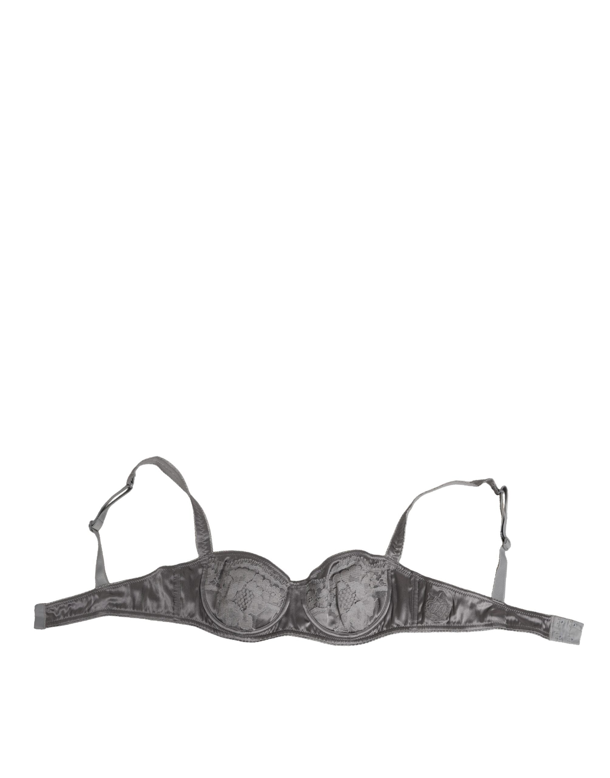 Dolce & Gabbana Gray Silk Underwired Balconette Bra Underwear