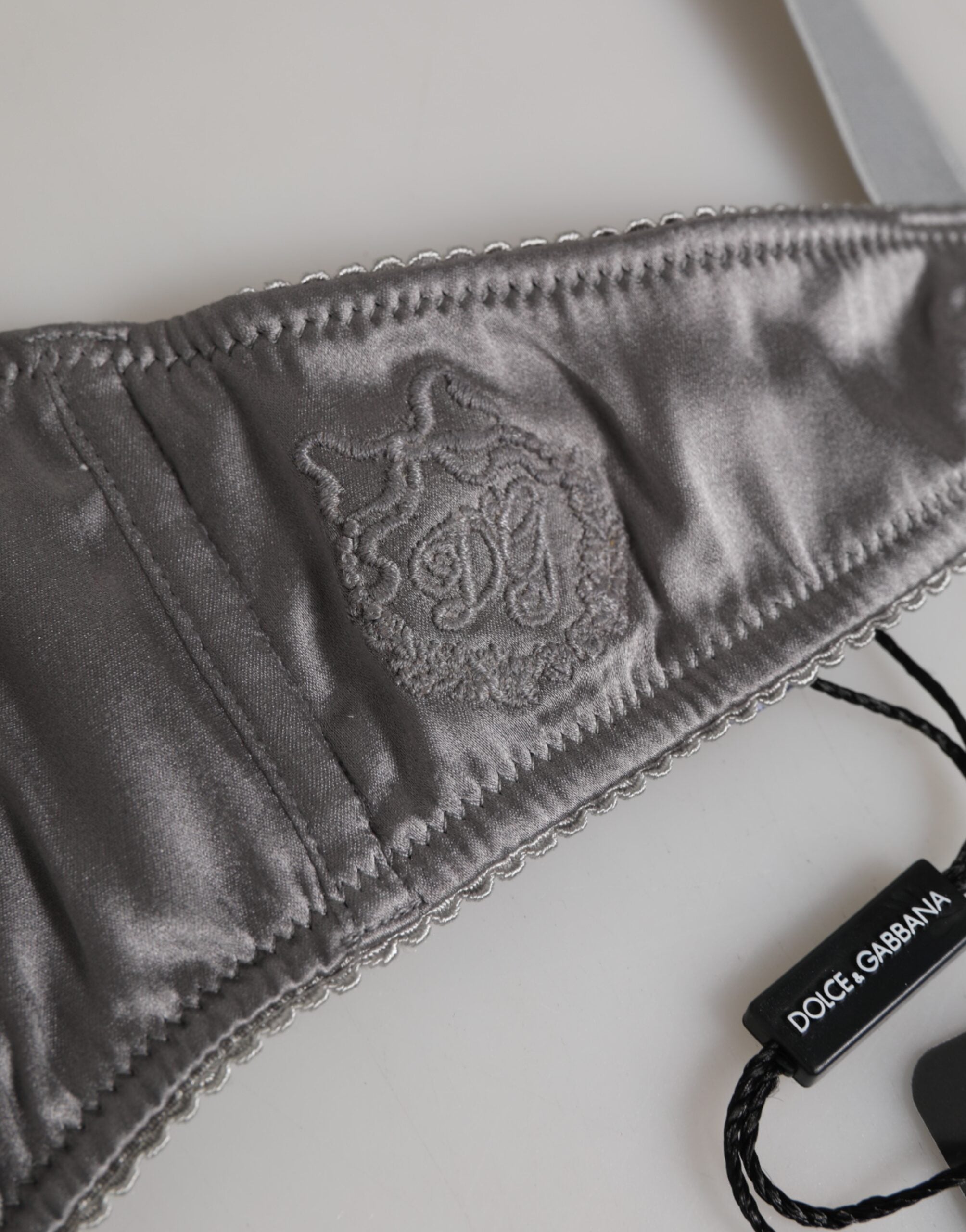 Dolce & Gabbana Gray Silk Underwired Balconette Bra Underwear