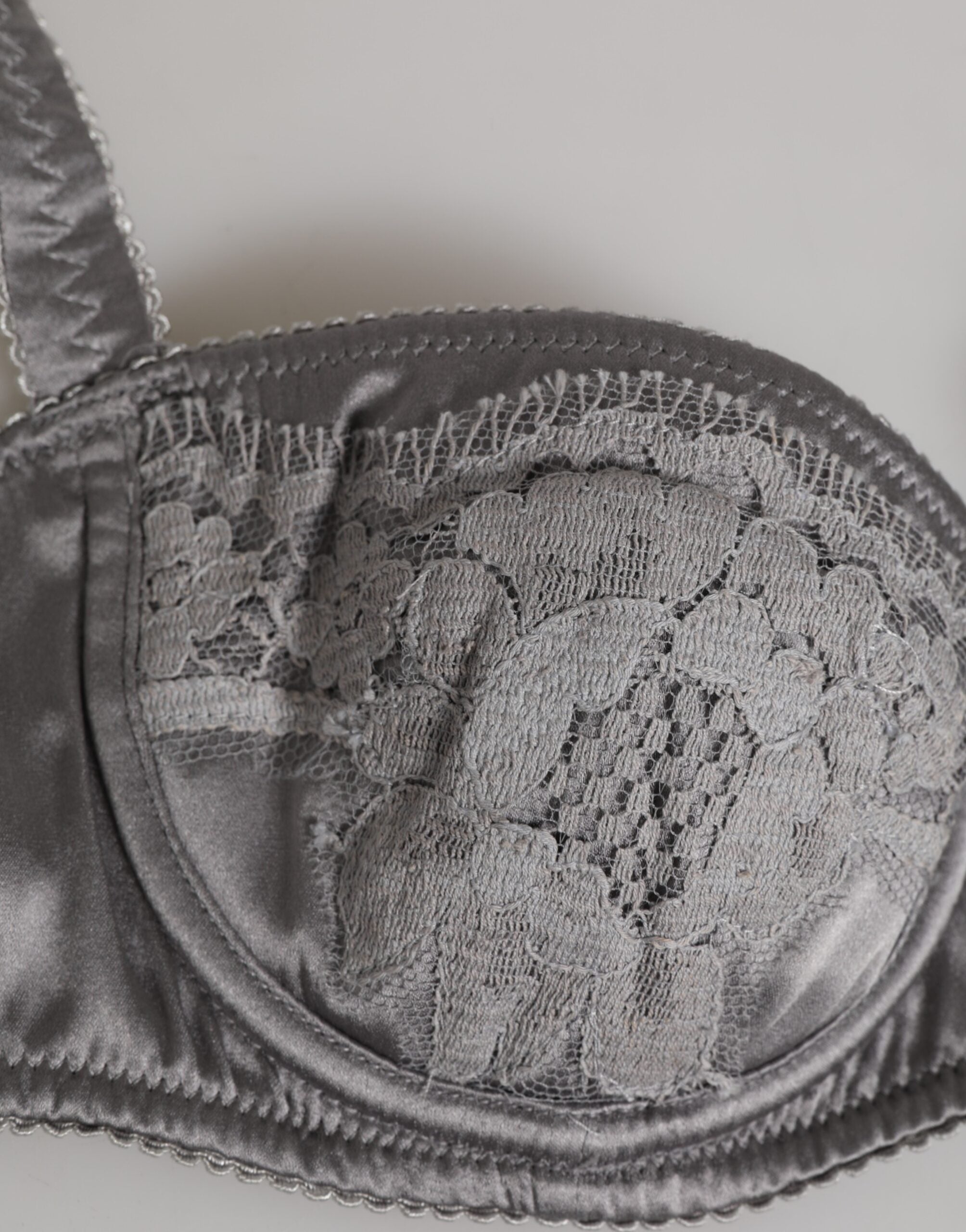 Dolce & Gabbana Gray Silk Underwired Balconette Bra Underwear