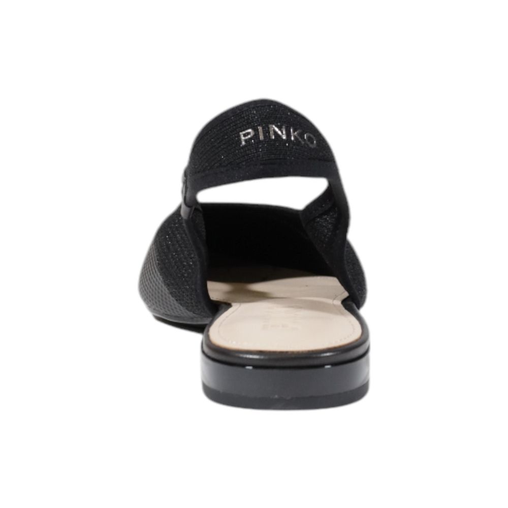 PINKO Black Leather Flat Sandals
