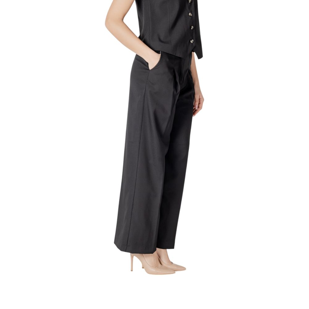 ICHI Black Polyester Dress Pants