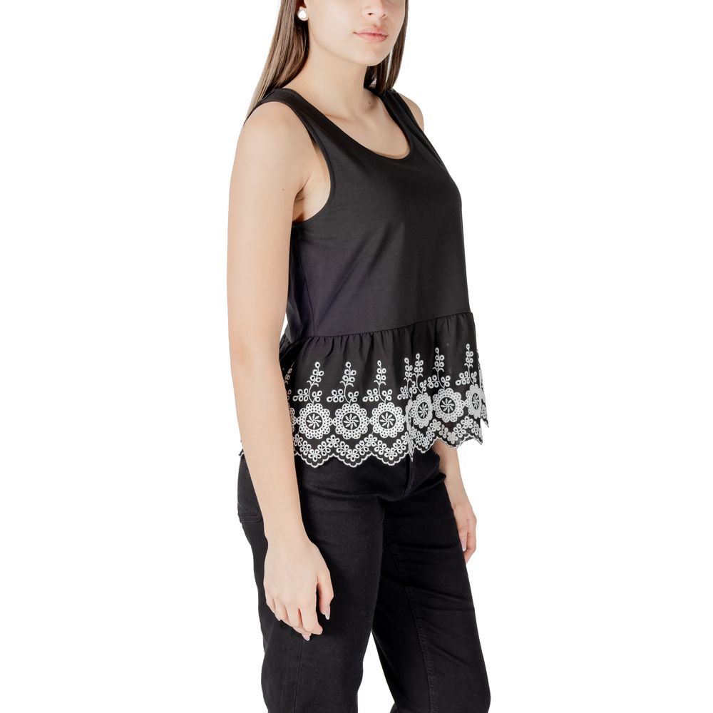 ICHI Black Cotton Tank Tops